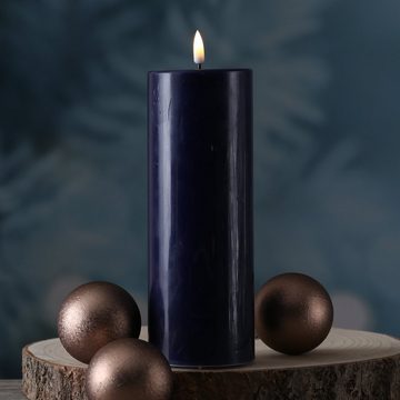Deluxe Homeart LED-Kerze Mia Deluxe Echtwachs Wachsspiegel flackernd H: 20cm D:7,5cm königsblau
