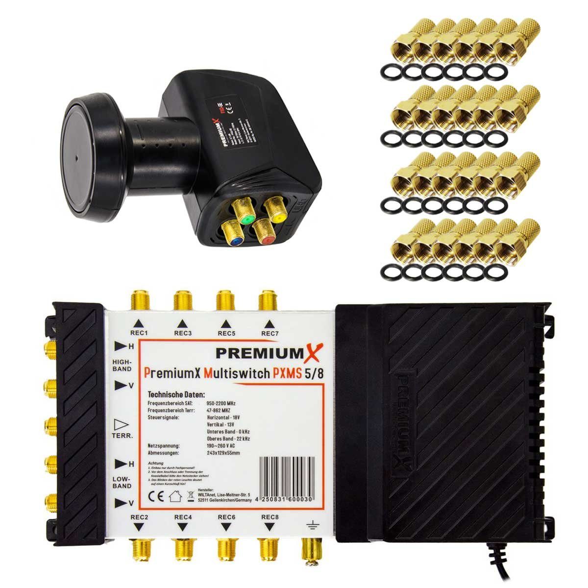 SAT-Multischalter Multischalter Set 5/8 Multiswitch SAT Quattro LNB 24x F-Stecker