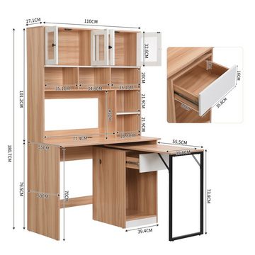 BlingBin Arbeitstisch Computertisch Regal-Schreibtisch Schrankschreibtisch (1er Set, 1-St., 1 Tisch), 180cm