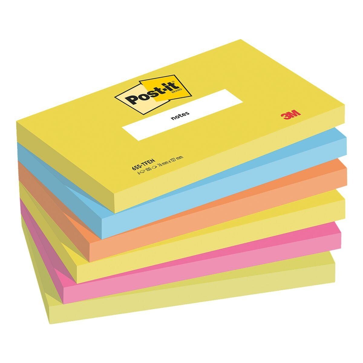 Post-it Notes Haftnotizblock Active Collection 655, 12,7x7,6 cm, ablös- und wiederverwendbar