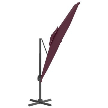 vidaXL Balkonsichtschutz Ampelschirm mit Doppeldach Bordeauxrot 300x300 cm