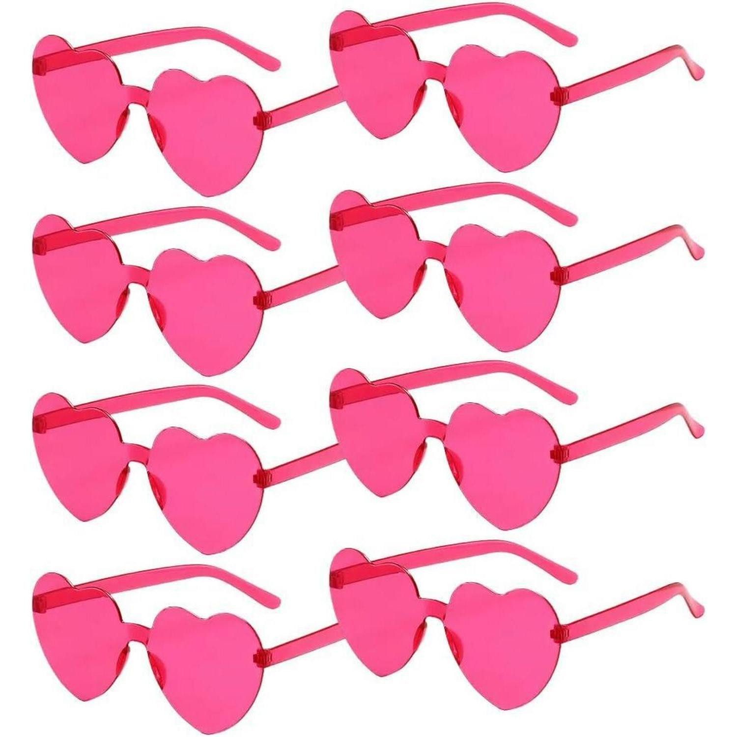 Kostüm Partybrille Herz HeartShaped Fasching Foto Requisiten Dunkelrosa 8pcs