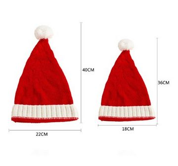 XDeer Strickmütze 2 Stück Wintermütze,Strickmütze Mutter und Baby, Weihnachtsmütze warme Mütze des Weihnachtsmanns