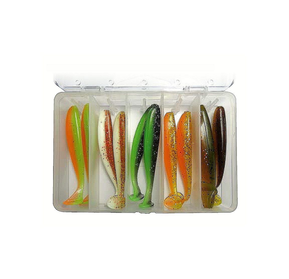 Behr Kunstköder Trendex Hybrid-Knaller Köderset Box 10x Gummifische 7cm Kunstköder, (Set, 10-St. Set mit Kunststoffbox)