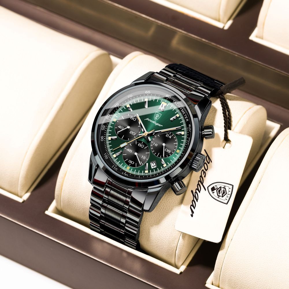 POEDAGAR Quarzuhr Poedagar Herren-Armbanduhr Chronograph Quarz Edelstahl 921