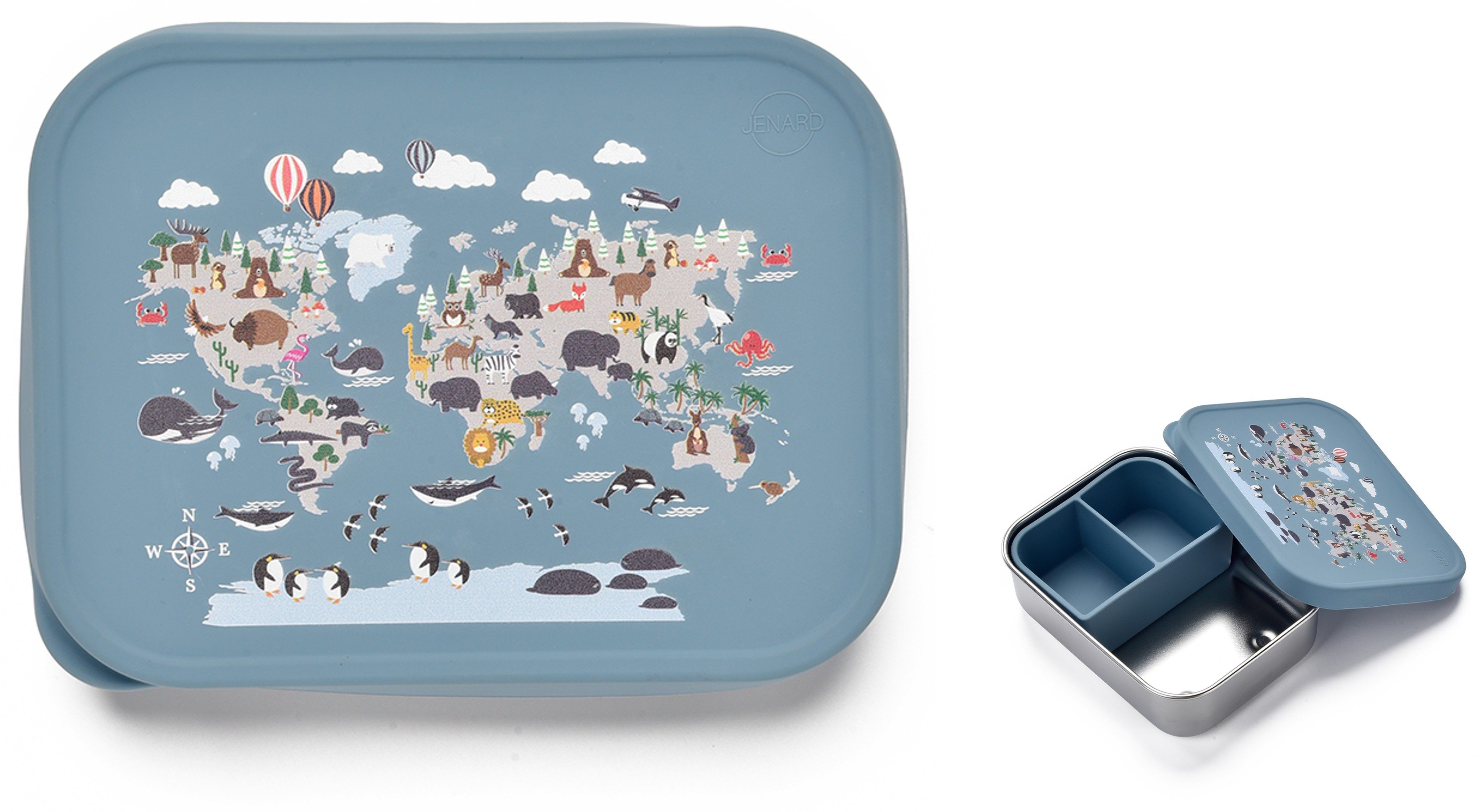 JENARD Lunchbox Kinder Edelstahl auslaufsicher mit Silikondeckel & Trennfach, Edelstahl, Silikon, Edelstahl & Silikon, BPA-frei, lebensmittelecht, robust