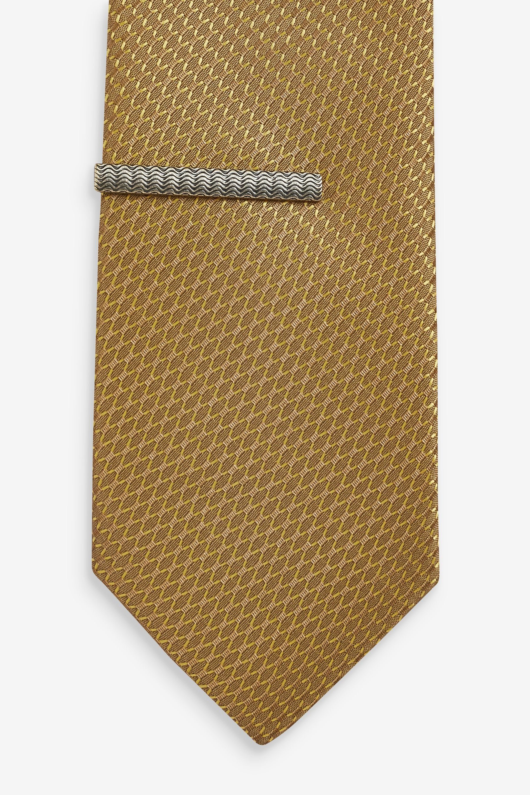 Yellow Mustard Krawatte + Next Krawatte Klammer Recyclingpolyester Schmale (2-St) aus
