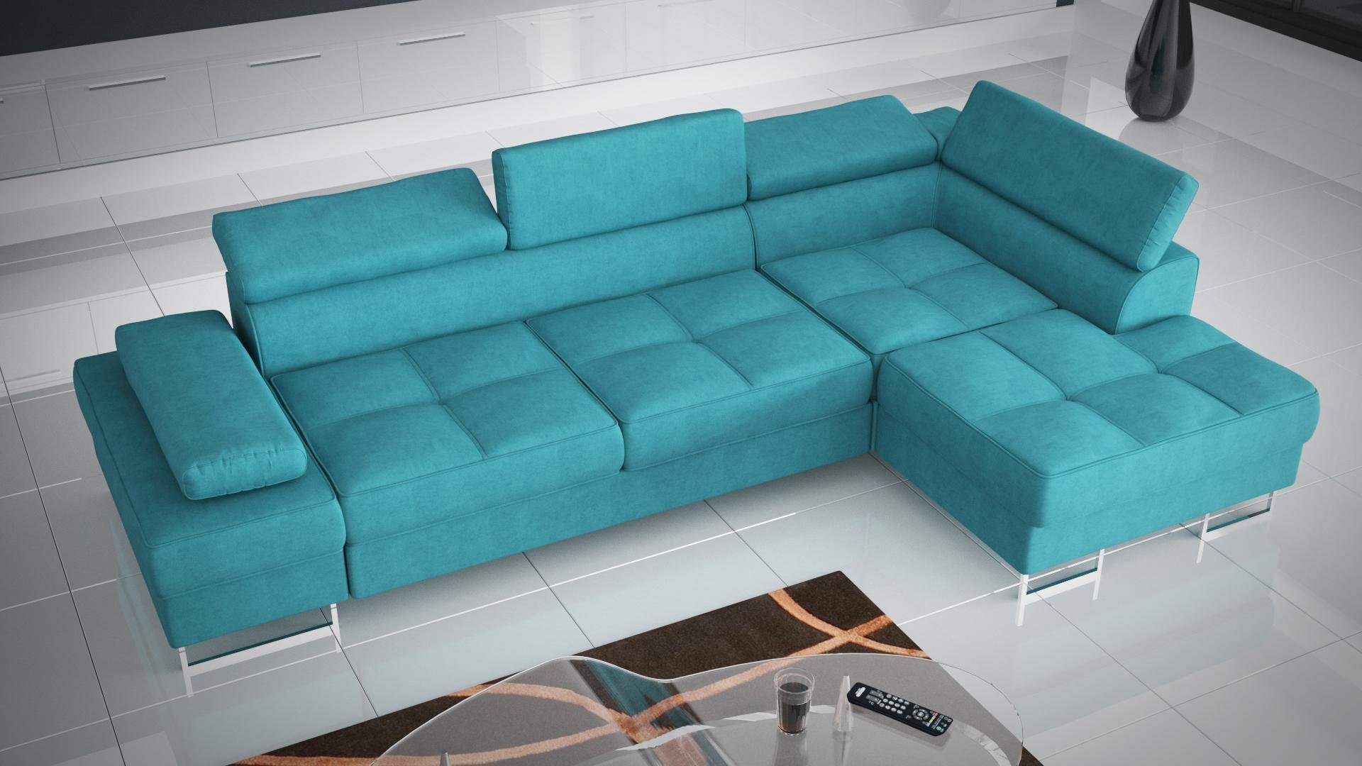 Ecksofa in Polster Form Ecksofa, Sofas Couch Made Europe Wohnlandschaft Sofa Blau JVmoebel L Design