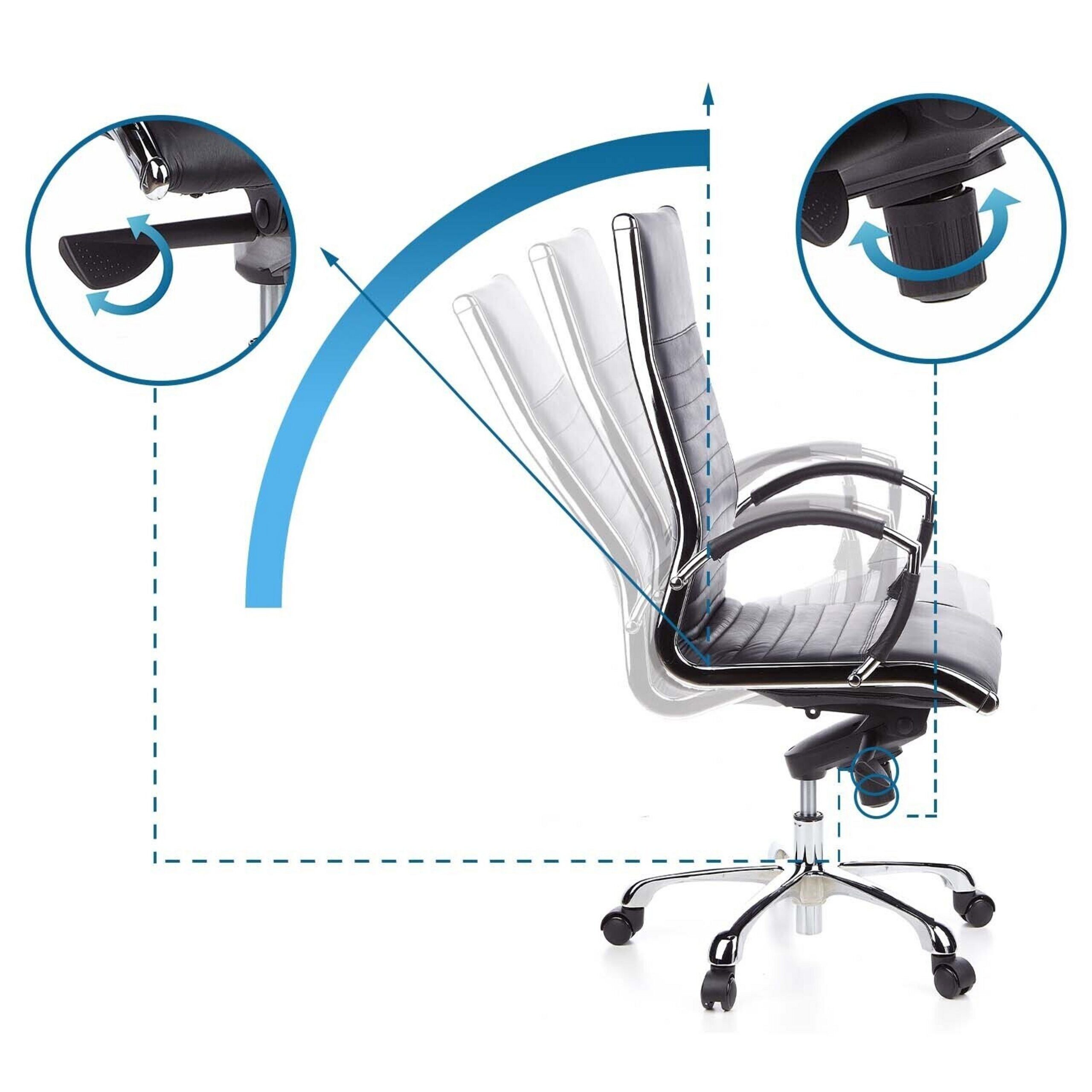 hjh OFFICE Chefsessel Profi Chefsessel Parma 20 Leder mit Armlehnen, Drehstuhl Bürostuhl ergonomisch