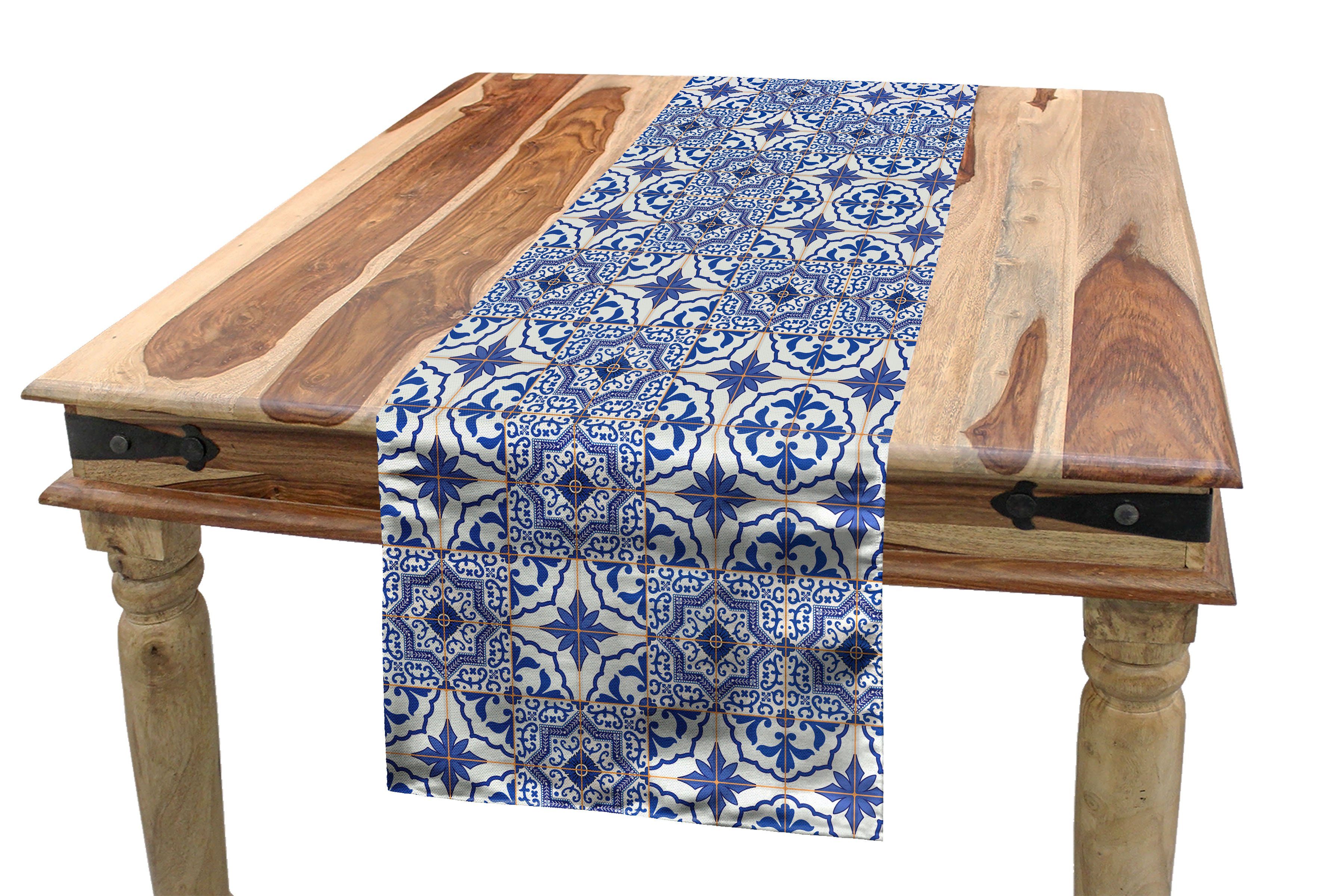 Abakuhaus Tischläufer Esszimmer Küche Rechteckiger Dekorativer marokkanisch Grid Tischläufer, Desgin Checkered