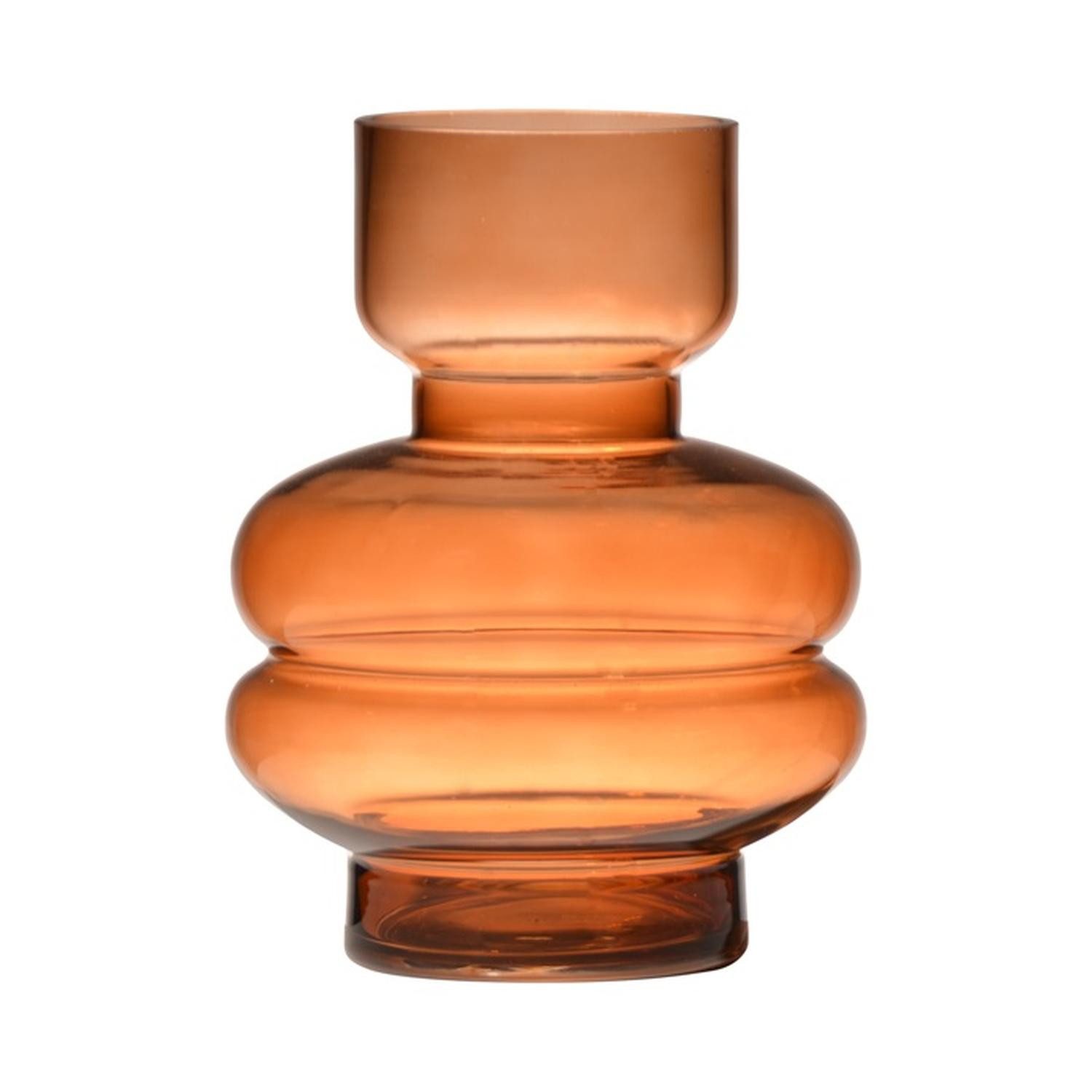 INNA-Glas Dekovase Ausgefallene Glas Vase TAMLIN, orange-braun-klar, 15cm, Ø9cm