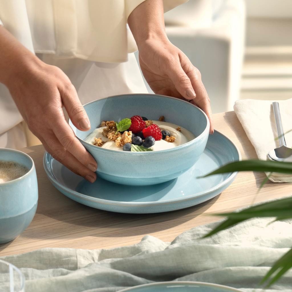 like. by Villeroy & Boch Kombiservice Perlemor Aqua Einsteiger-Set 8er Set (8-tlg), 2 Personen, Porzellan
