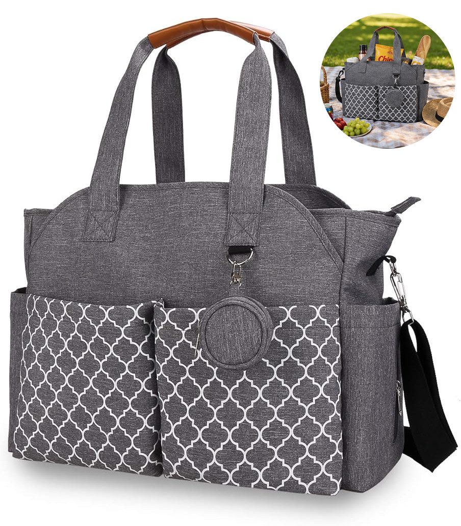 MOPUEA Tragetasche Große Reisetasche Schultertasche Alltagstasche Wasserdicht (1-tlg), Crossbody Tasche Umhängetasche Hellgrau Freizeit Handtasche