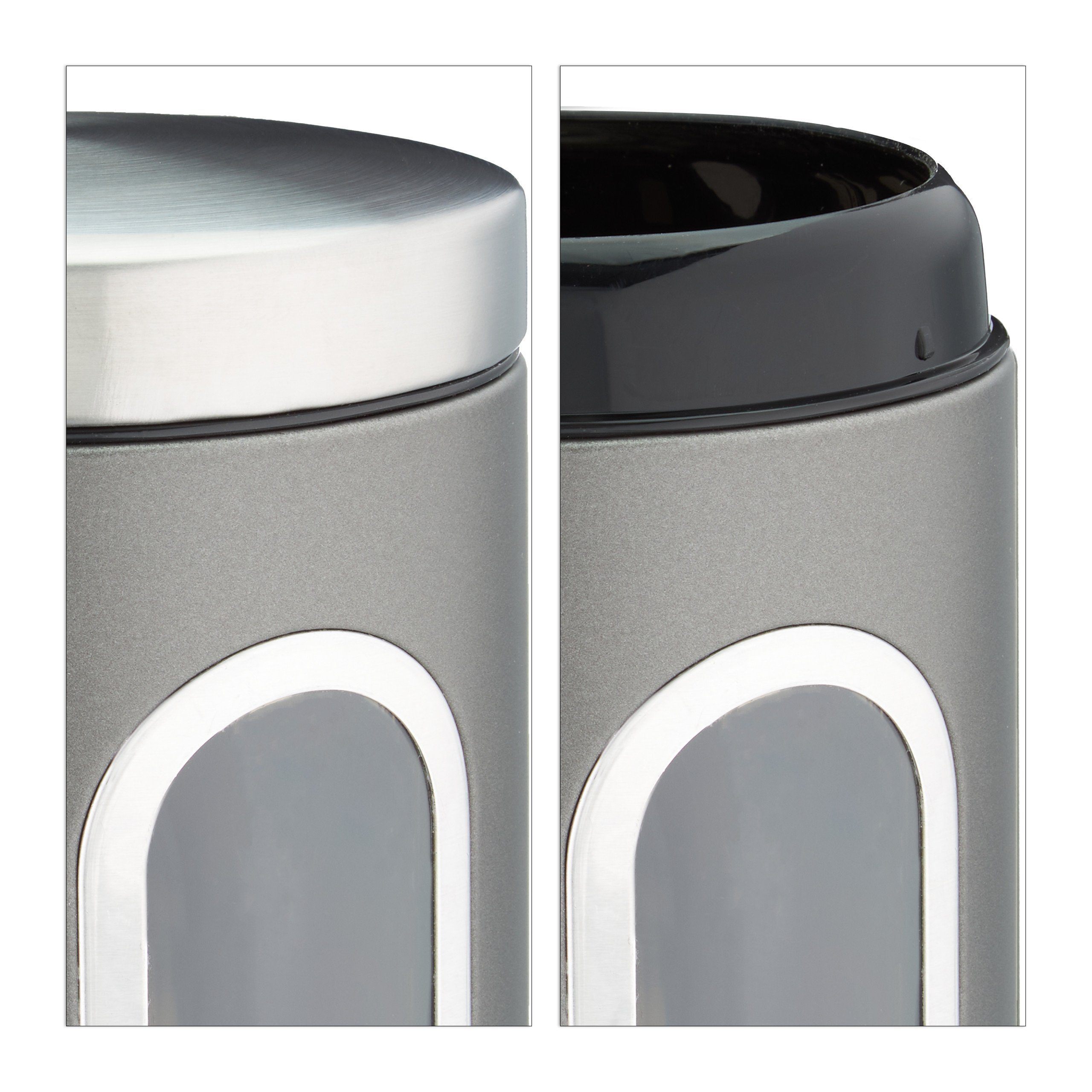 relaxdays Vorratsdose 4x Vorratsdose mit Sichtfenster grau, Eisen