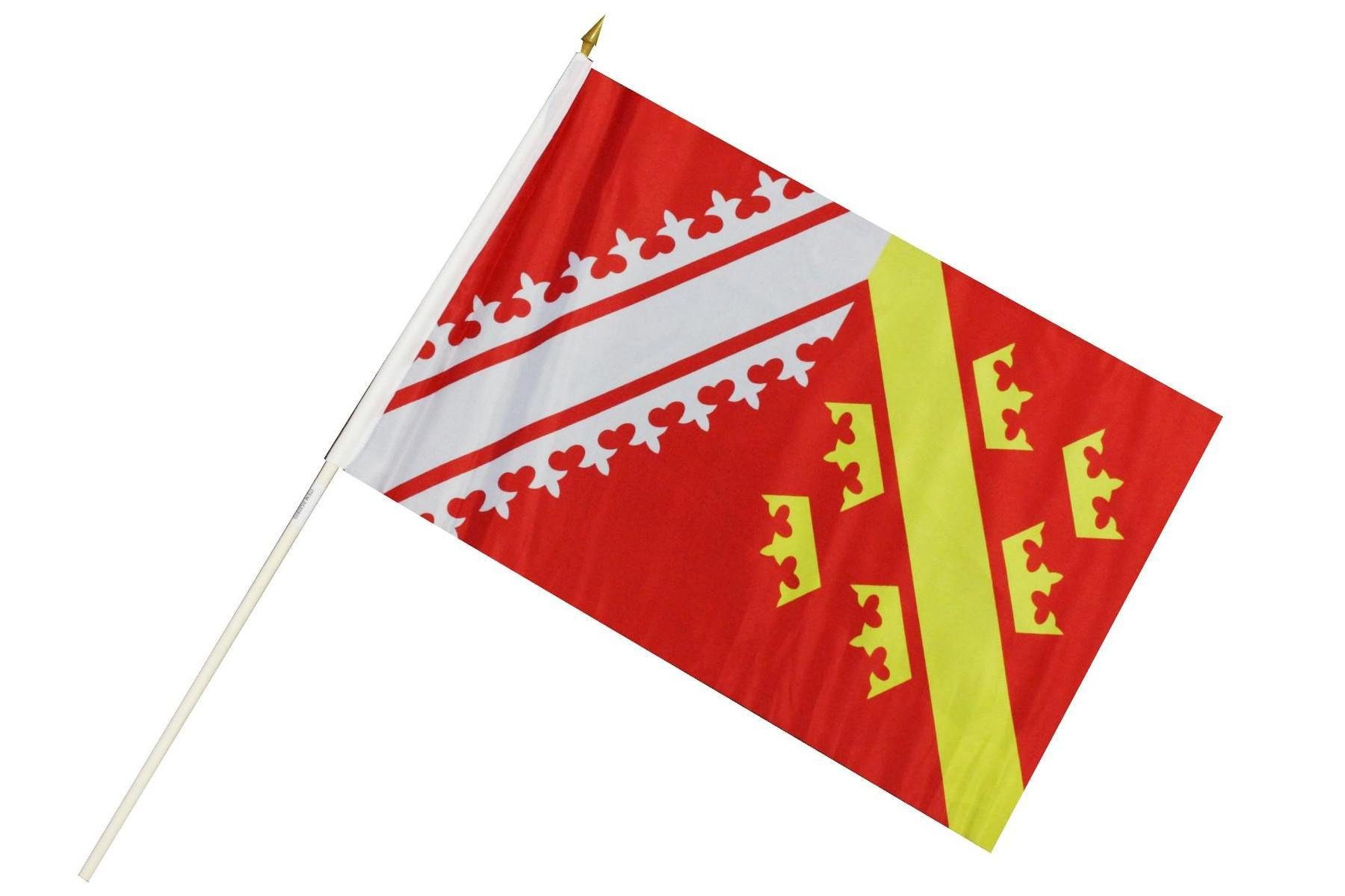 ELLUG Flagge Fahne Flagge 30 x 45cm mit Holzstab Höhe 60cm Handfahne Stockflagge Banner Fan Elsass