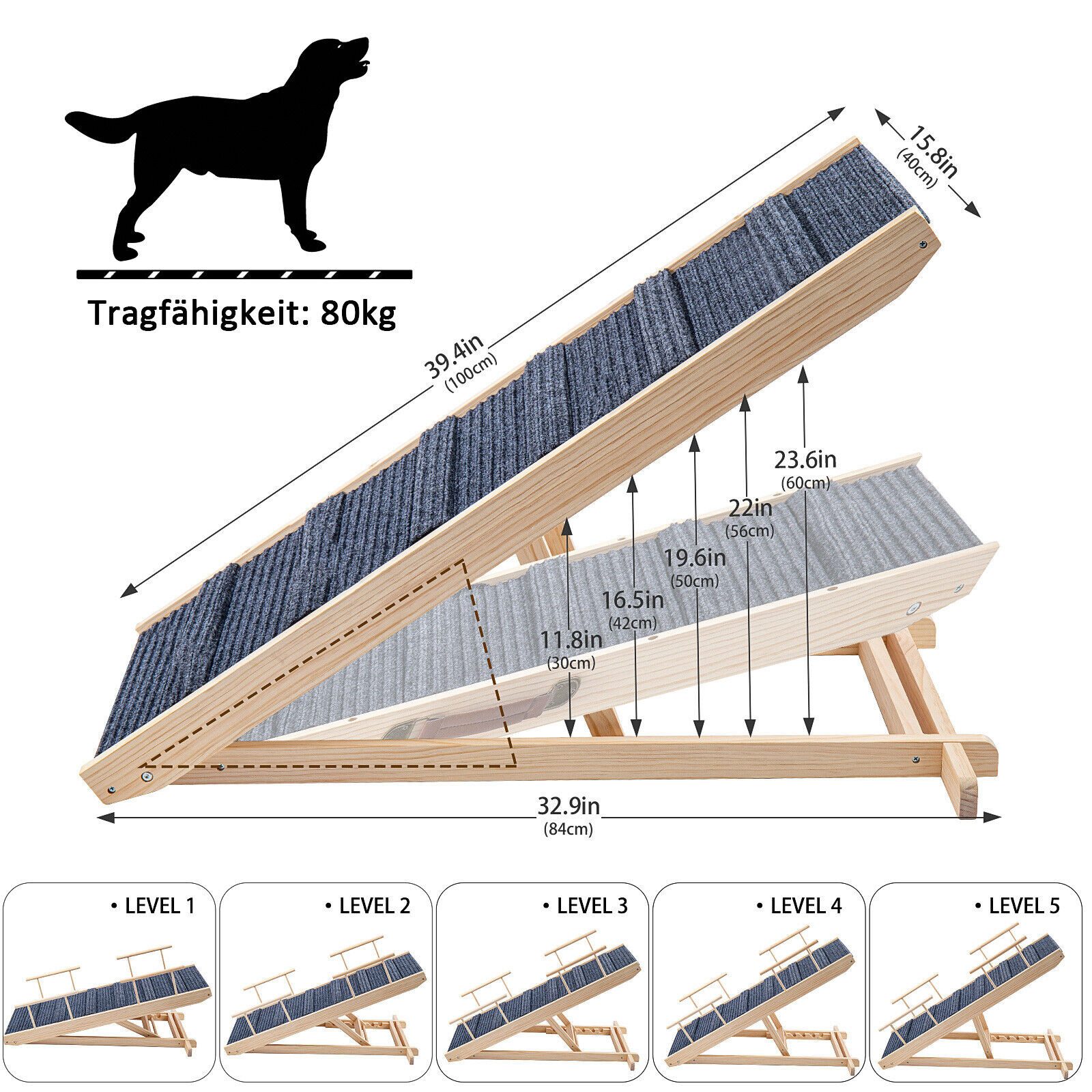 Youyijia Haustiertreppe Hunderampe Treppen & Stufen für Hunde Haustierrampe Klappbare