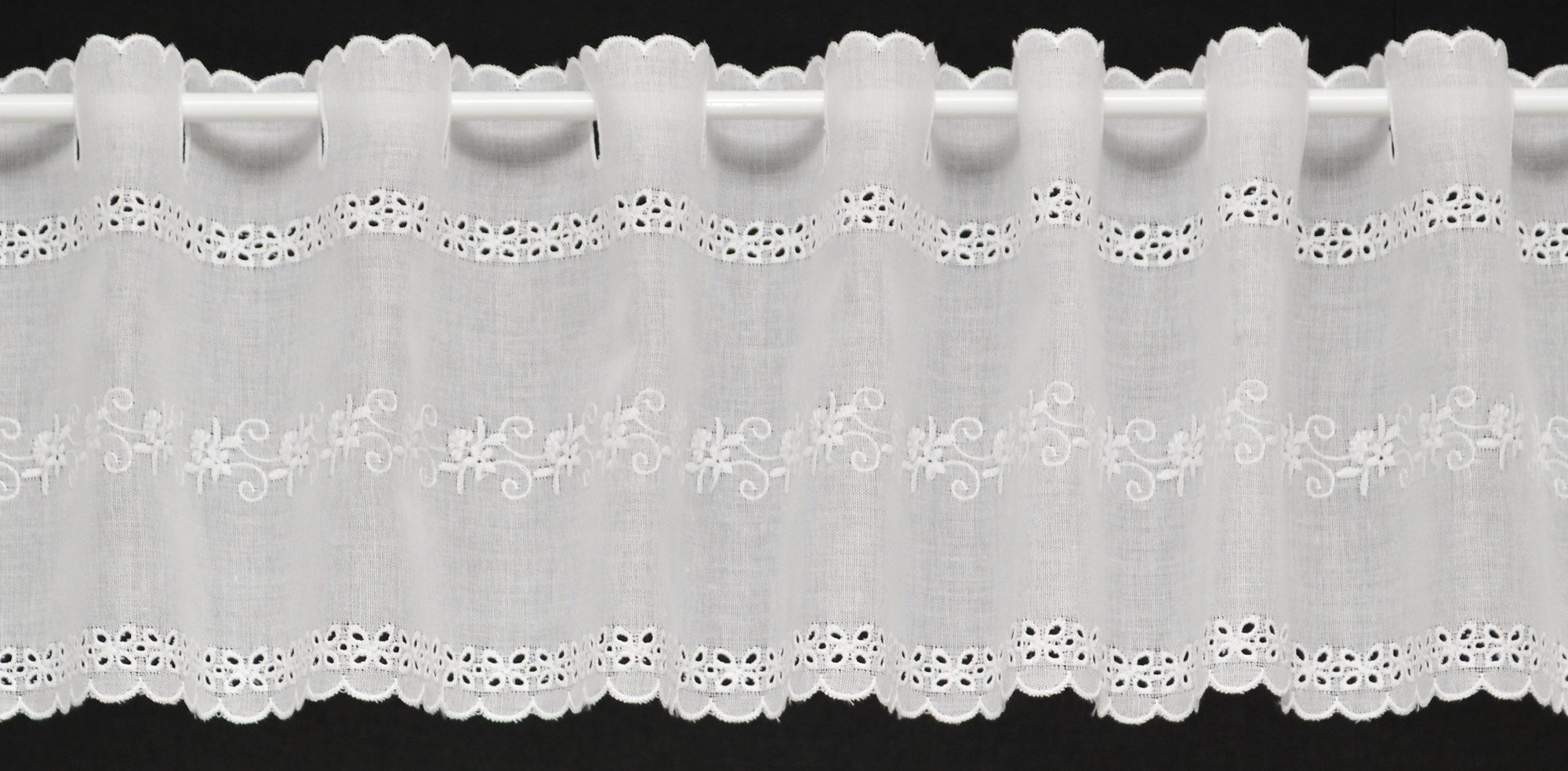 Gardinen Kranzusch Scheibengardine Batist Stickerei, Stangendurchzug, trans günstig online kaufen