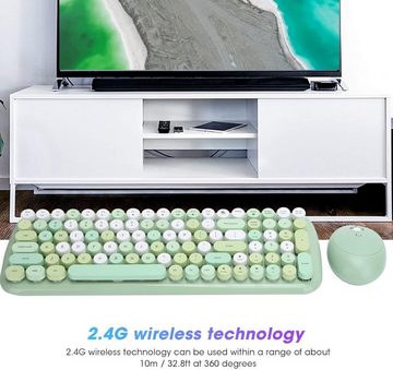 ciciglow 2,4-GHz-Technologie nutzbar in einem 360-Grad-Bereich Tastatur- und Maus-Set, mit DPI Tastenkappen für mechanisches Gefühl,Leichter und leiser Klang