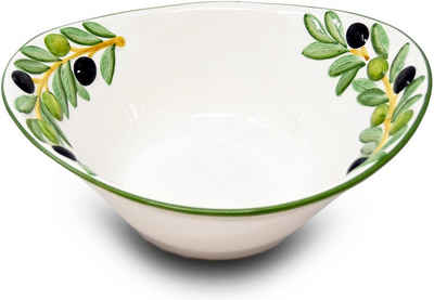 Lashuma Salatschüssel »Olive«, Keramik, (1-tlg), Ovale Frühstücksschale aus Italien 25x21 cm