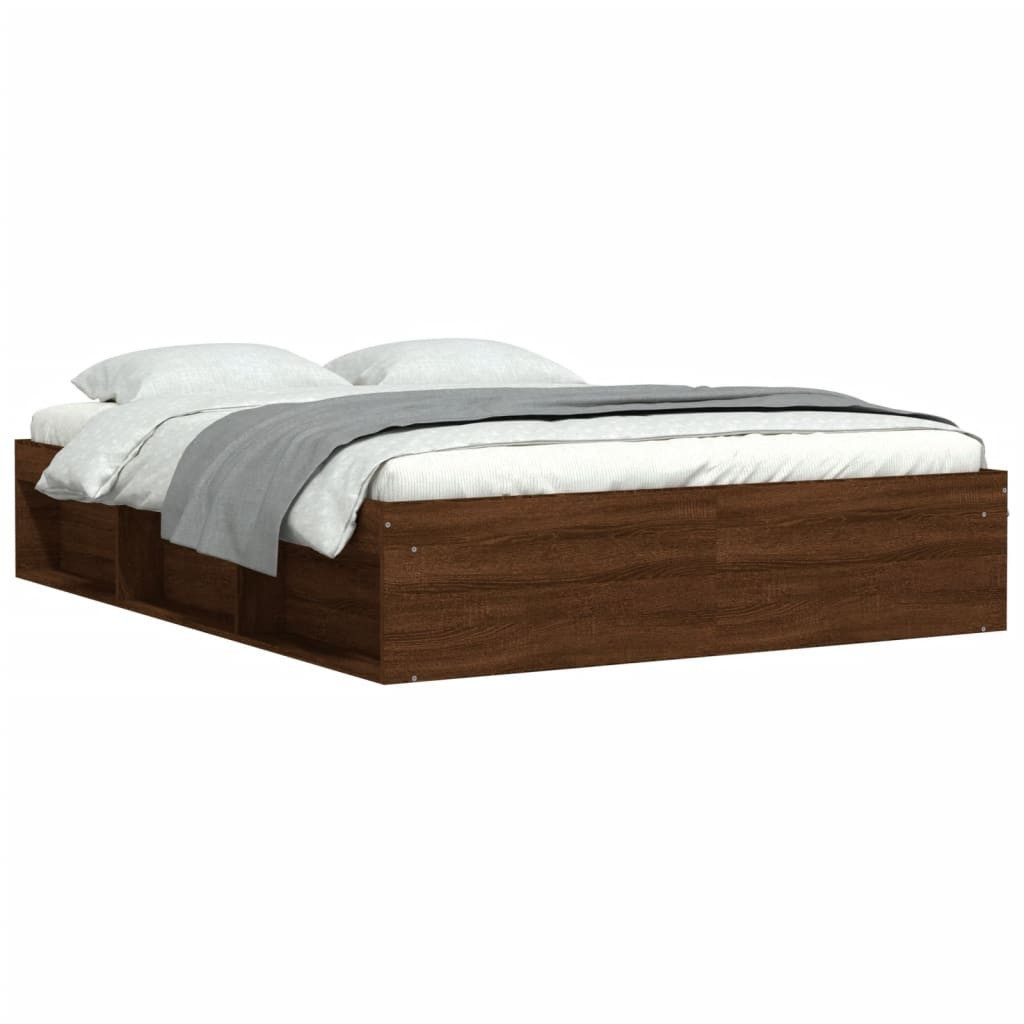 vidaXL Bett, Bettgestell Braun Eichen-Optik 140x200 günstig online kaufen