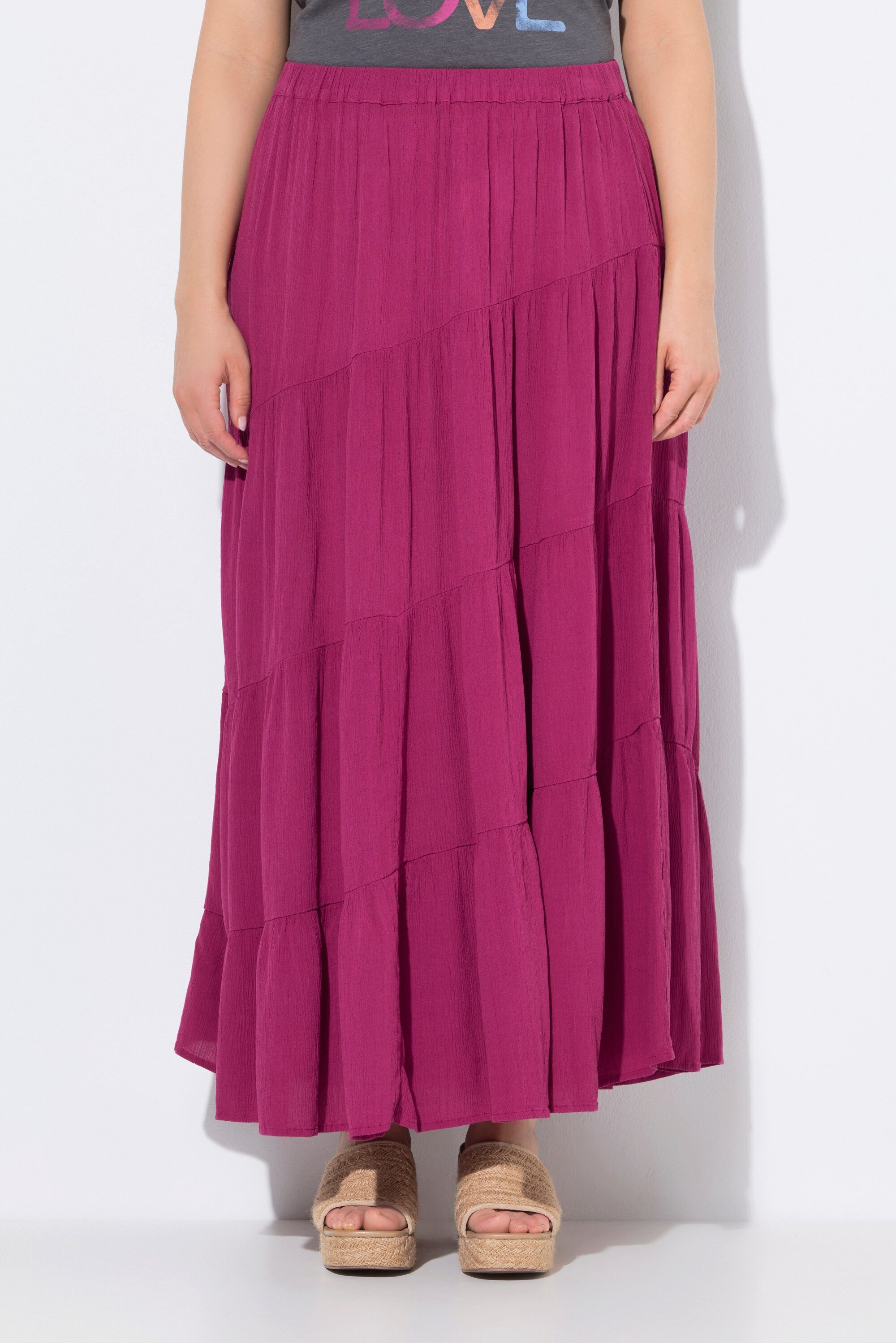 Ulla Popken Maxirock Maxirock diagonale Nähte A-Linie Elastikbund günstig online kaufen