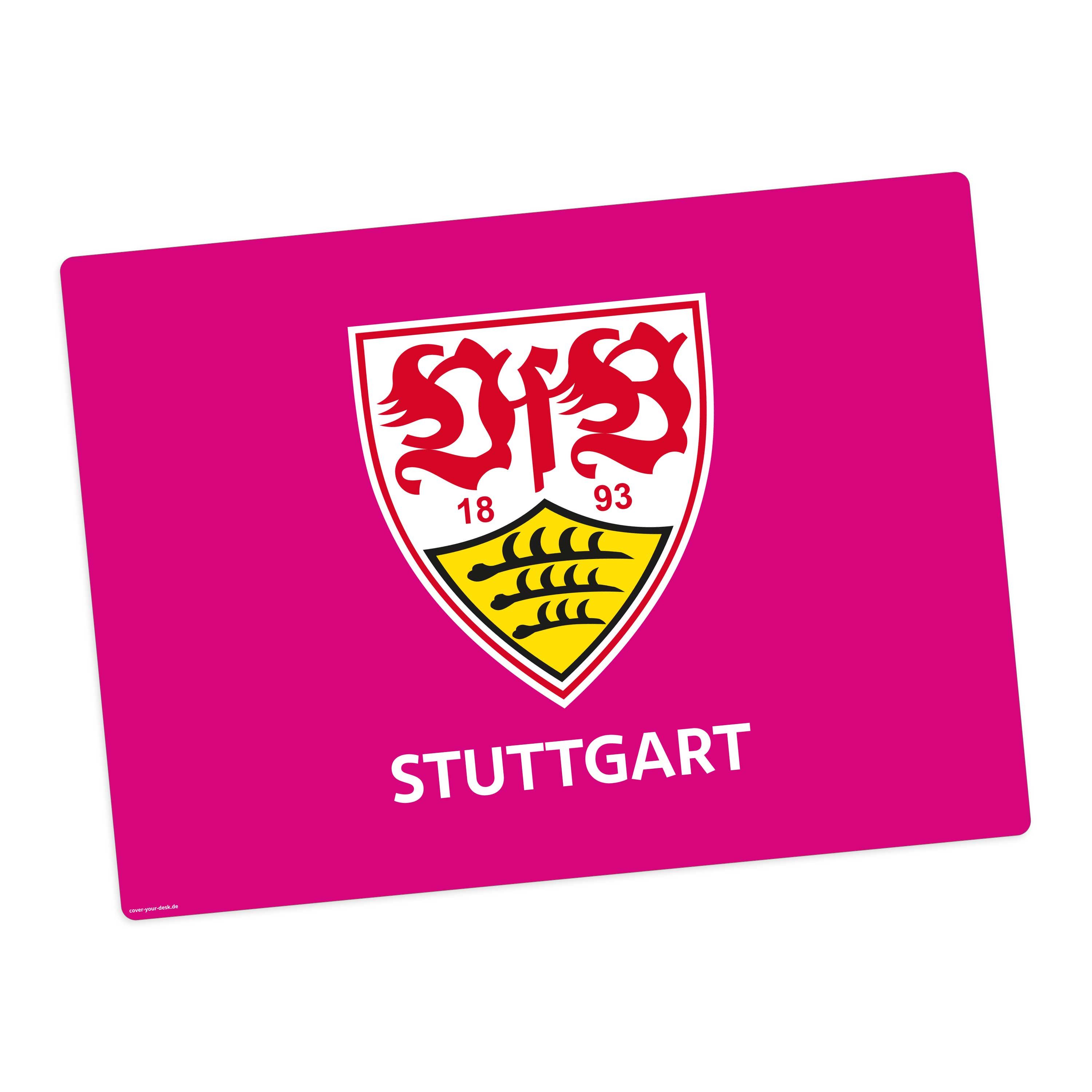 Tischsetmacher Platzset abwaschbar - „VfB Stuttgart - Logo weiß" aus Premium Vinyl, (1-St., 44 x 32 cm - rutschfeste Tischdekoration), Made in Germany