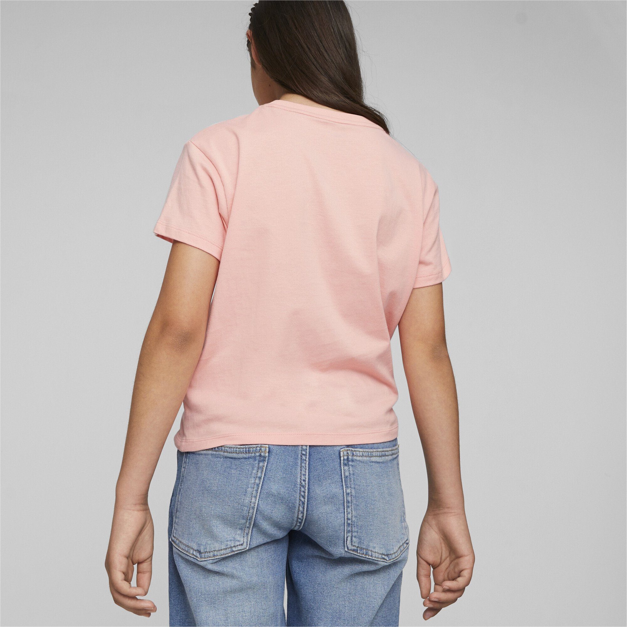 PUMA T-Shirt Essentials+ Peach T-Shirt Strick Logo Pink Mädchen aus Smoothie