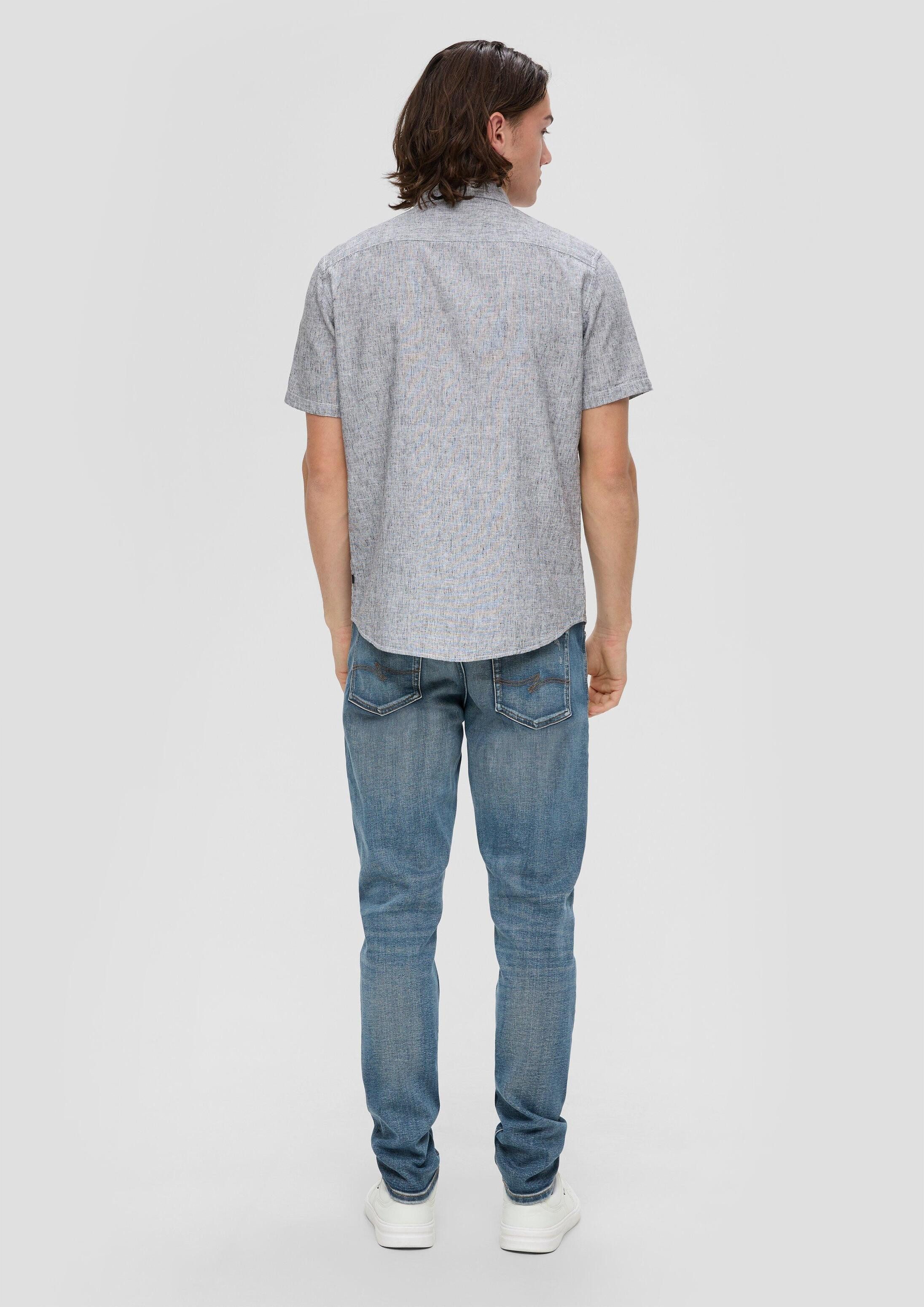 QS Kurzarmhemd Hemd Slim: Hemd aus Leinenmix