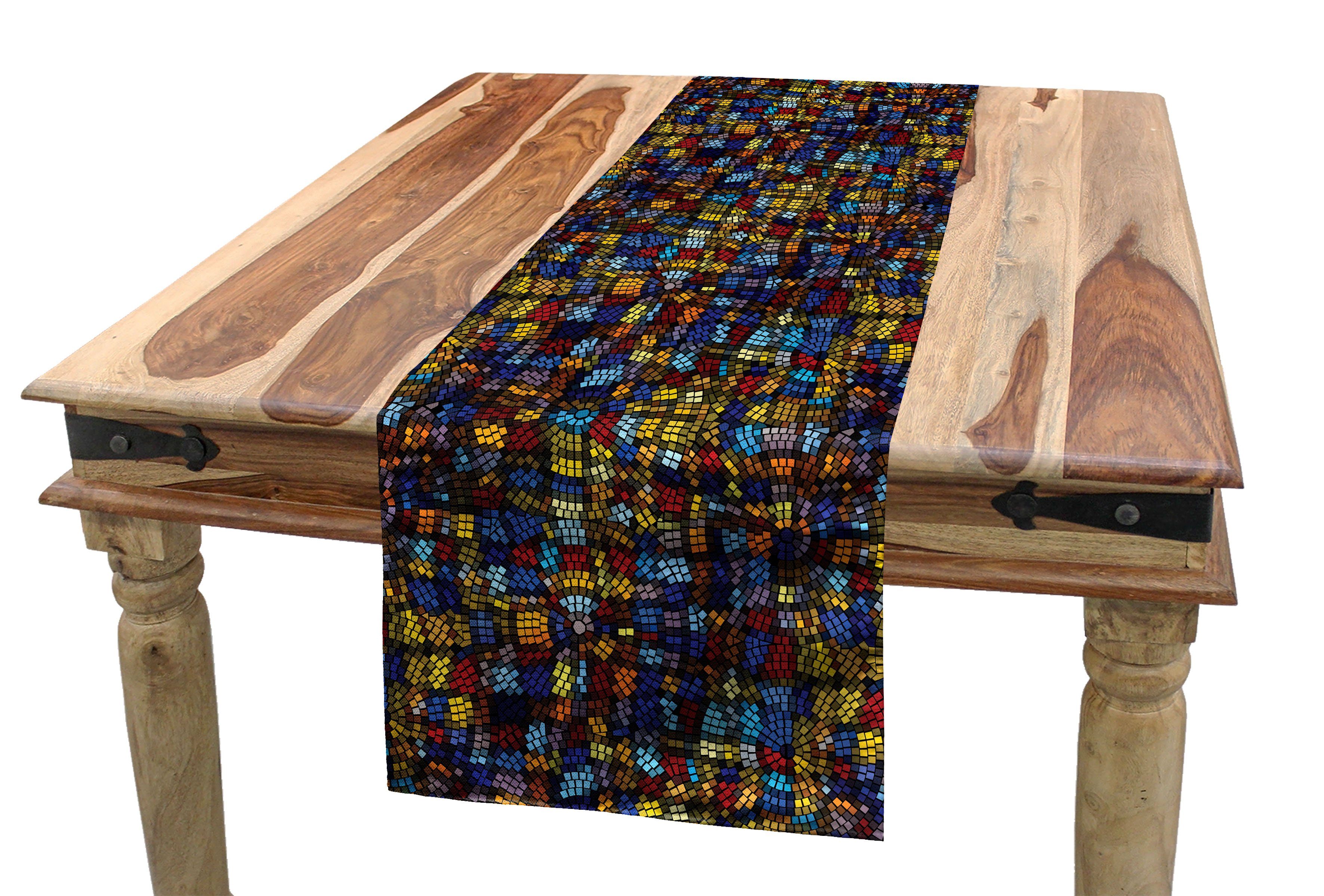 Abakuhaus Tischläufer Esszimmer Küche Rechteckiger Dekorativer Tischläufer, Antiquität Victorian Mosaik-Fliesen