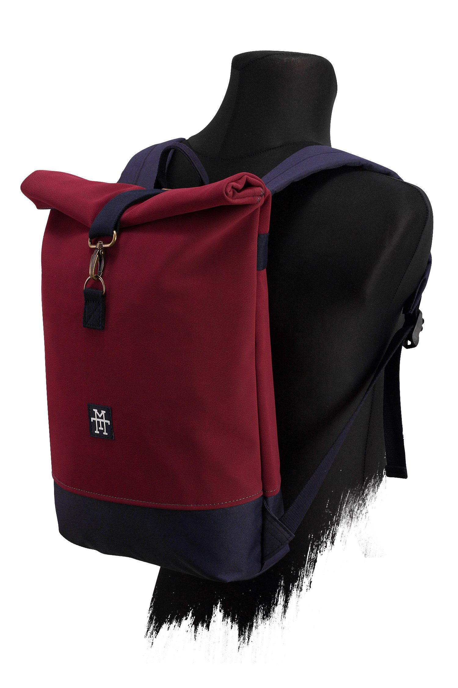 Manufaktur13 Tagesrucksack - Bordeaux Rucksack Backpack Gurte Rollverschluss, wasserdicht/wasserabweisend, Mini mit verstellbare Roll-Top