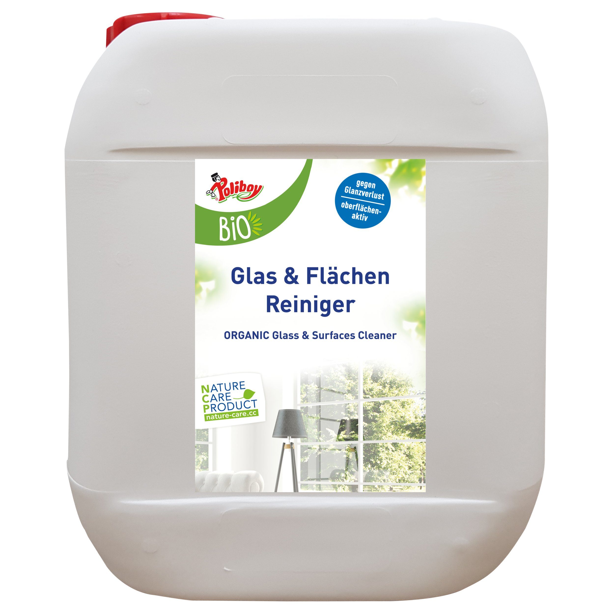 poliboy - 5 Liter - Bio Flächen- & Glasreiniger (zur einfachen Reinigung von spiegelnden Oberflächen - Made in Germany)