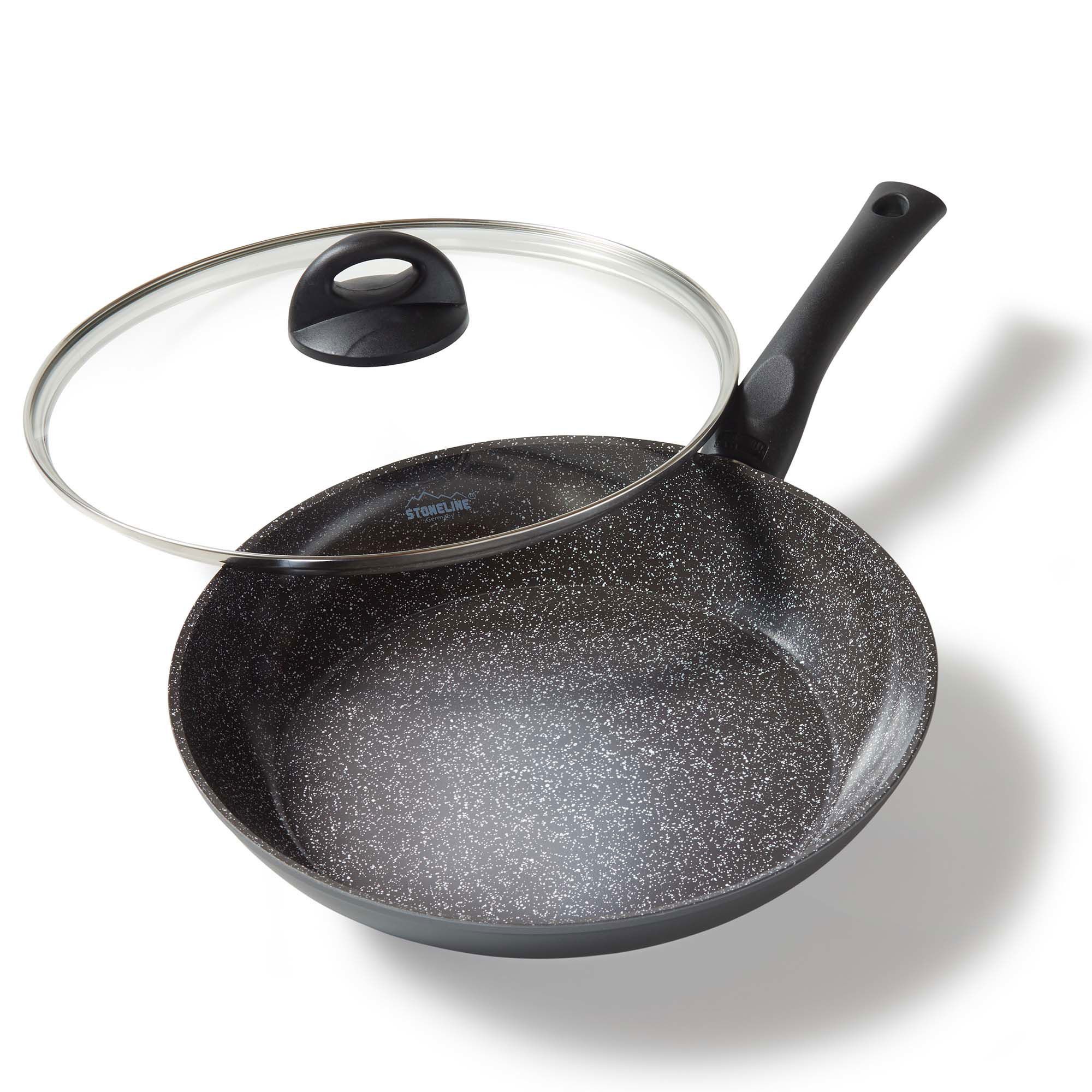 STONELINE Bratpfanne, Aluminium (2-tlg), mit echten Steinpartikeln, induktionsgeeignet, Designed in Germany