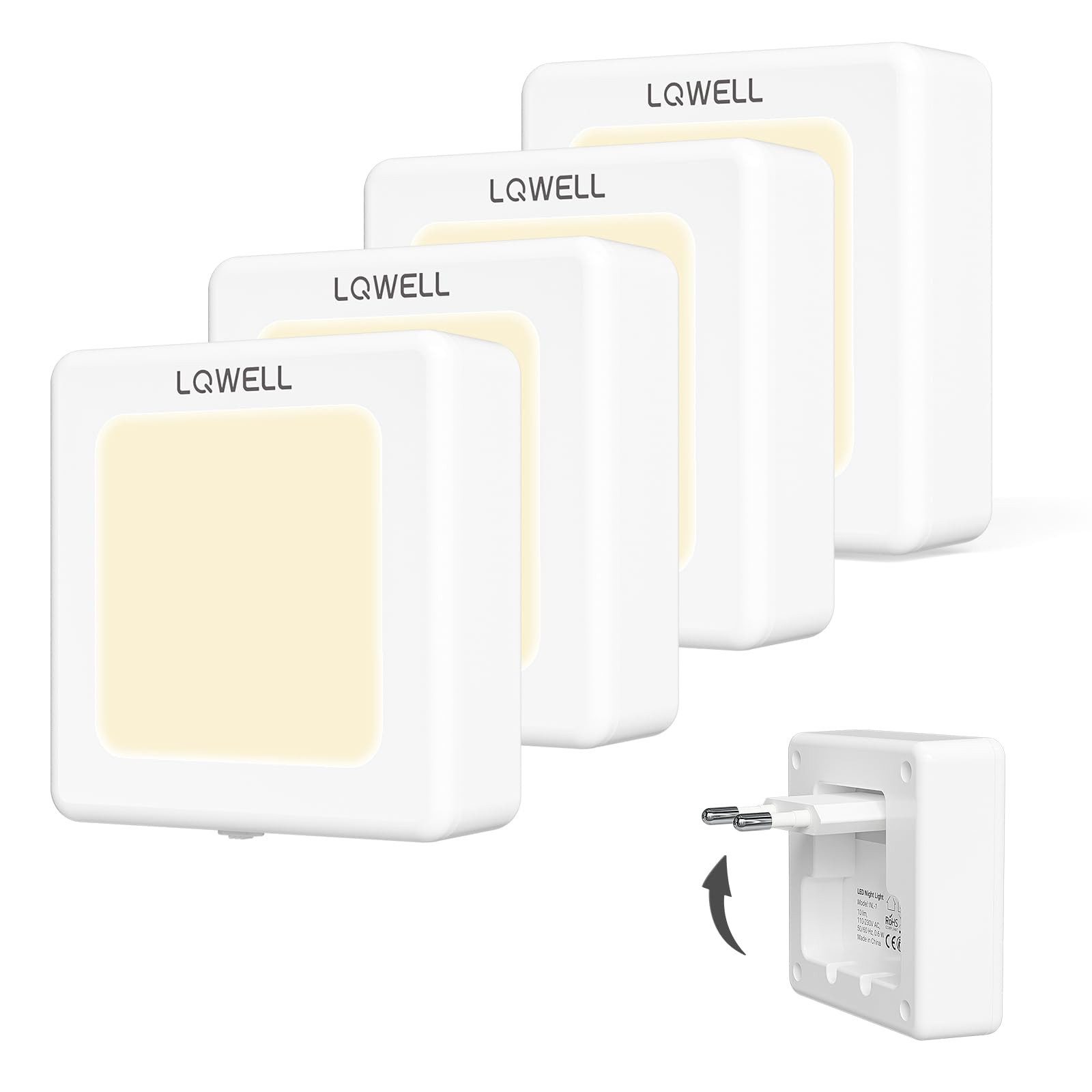 LQWELL LED Steckdosenleuchte Nachtlicht Steckdose Faltbar mit Dämmerungssen günstig online kaufen