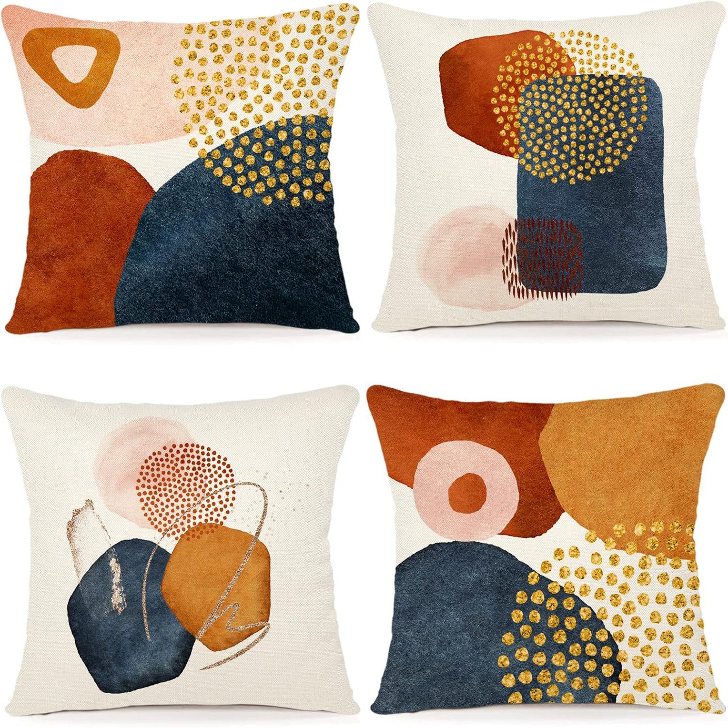 FOUORTUNATE-BEE Kissenbezug 4er Set Dekokissen Kissenbezüge Geometrische Muster, (4 Stück), Kissenhüllen für Sofa Schlafzimmer Couch Outdoor