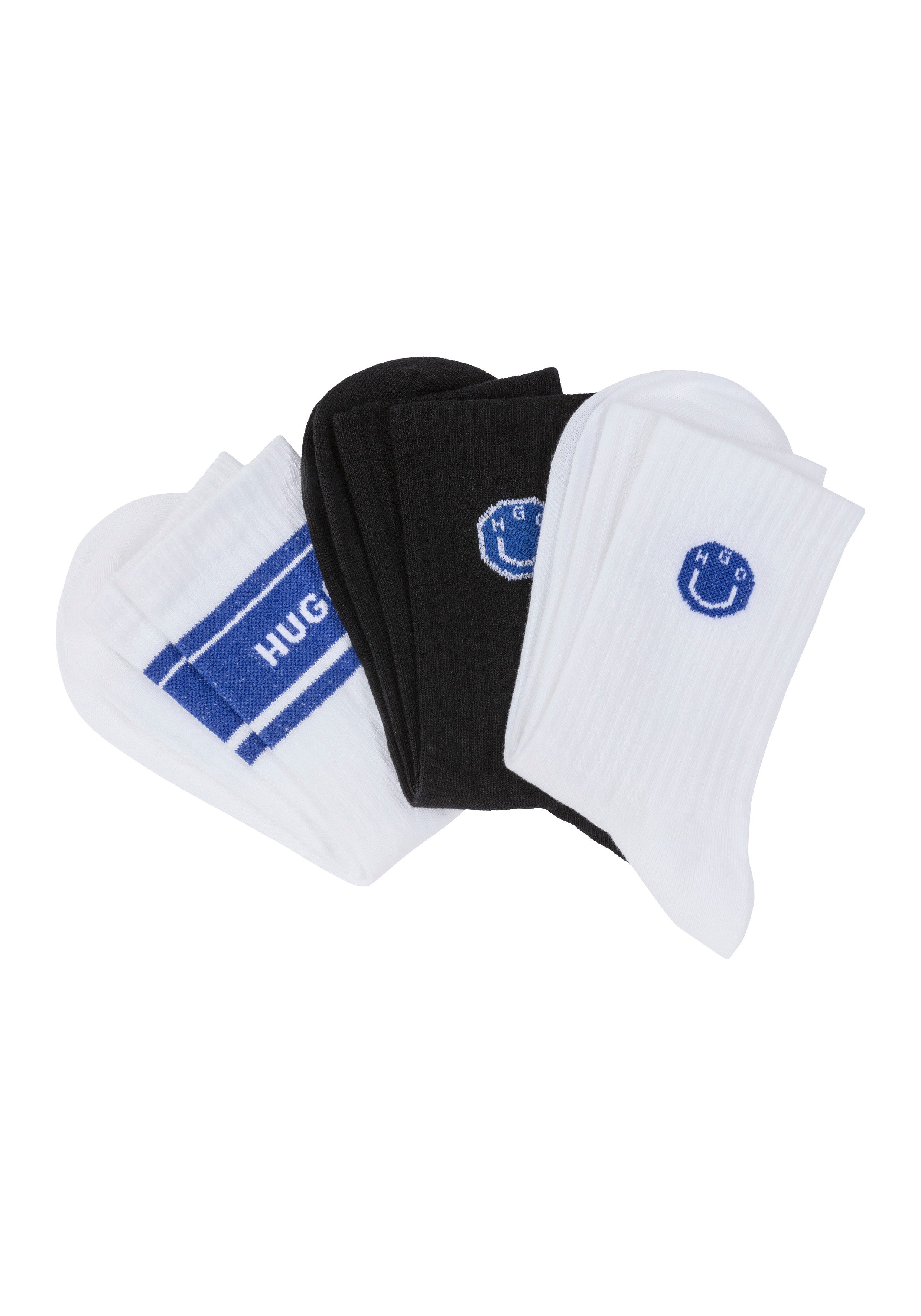 HUGO Blue Freizeitsocken 3P QS BLUE DES CC W (3-Paar) mit kontrastfarbener günstig online kaufen