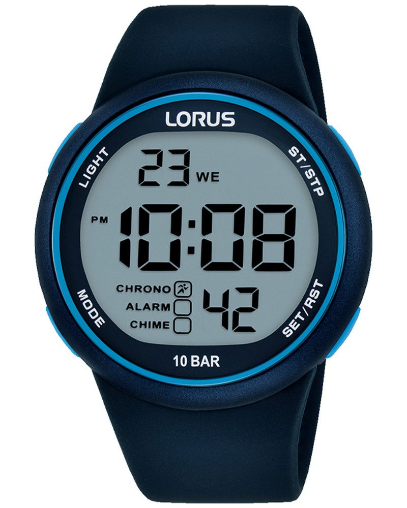 LORUS Digitaluhr R2347QX9, Quarzuhr, Armbanduhr, Herrenuhr, Silikonarmband, digital