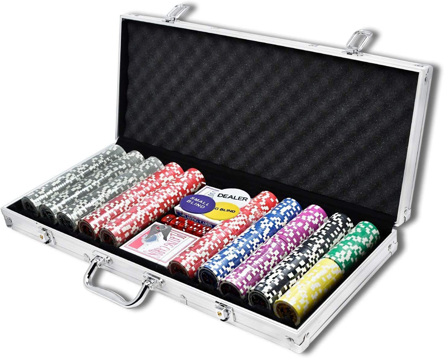 AUFUN Spiel, 500 Pokerchips Aluminiumkoffer, professionelles Pokerspiel