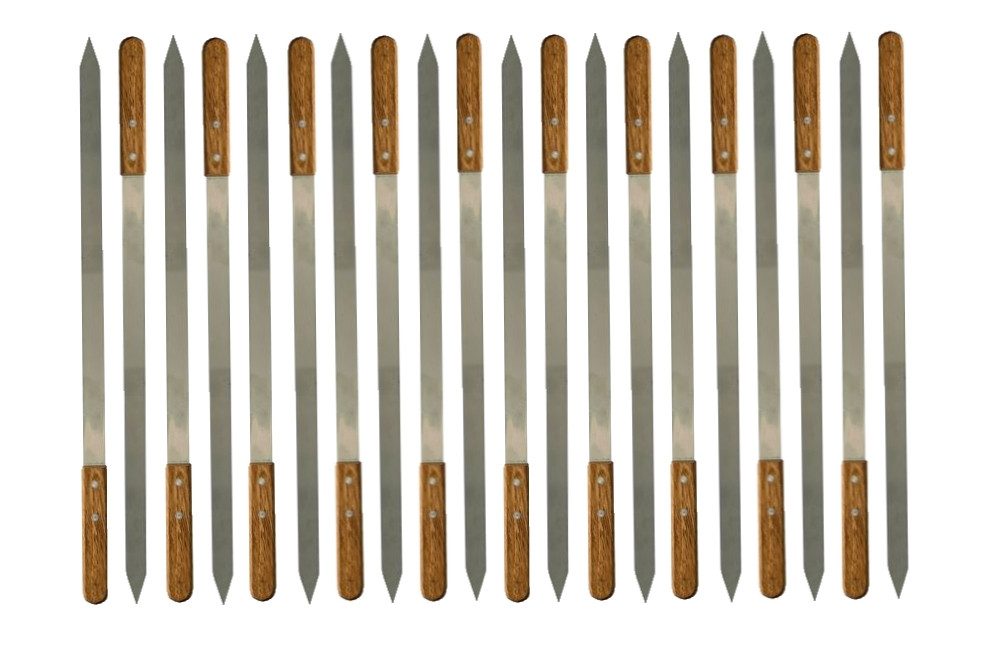 walexo Grillspieß Edelstahl Kebab Adana Grillspieße 600x23x2mm Holzgriff (20-St)