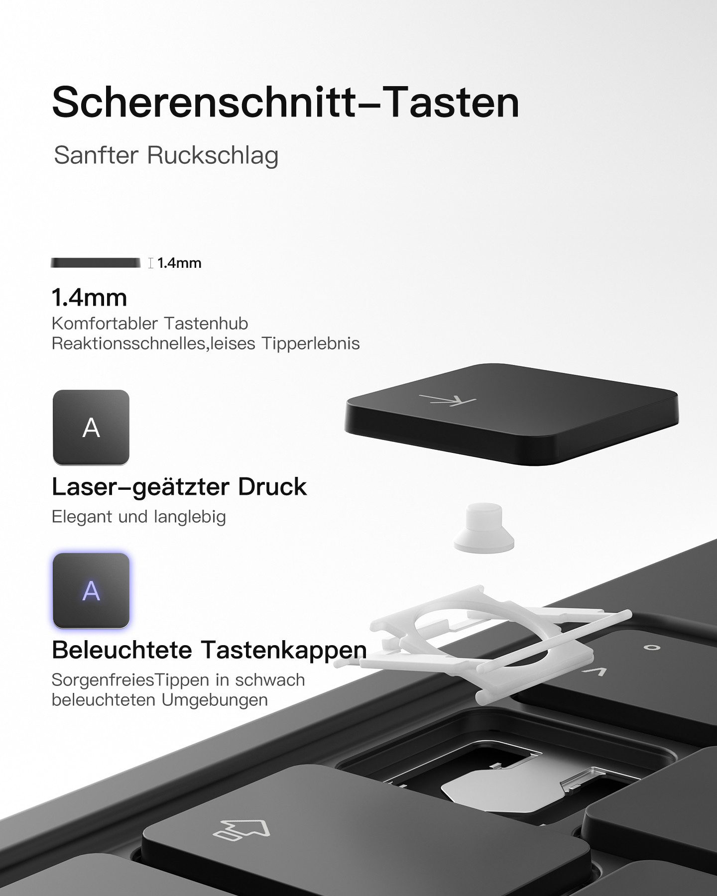 Inateck Magic Keyboard für 10.9-11 Zoll iPad A16 11/10 Gen, Air/Pro iPad-Tastatur (Freitragender Ständer, 7-Farbige Hintergrundbeleuchtung)