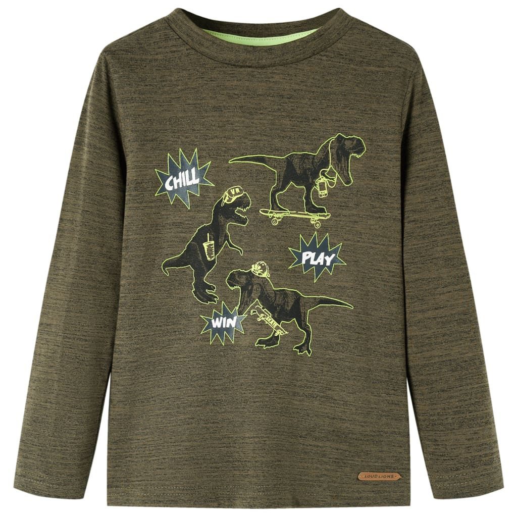 Langarmshirt Kinder-Langarmshirt Dunkles Khaki Melange 128