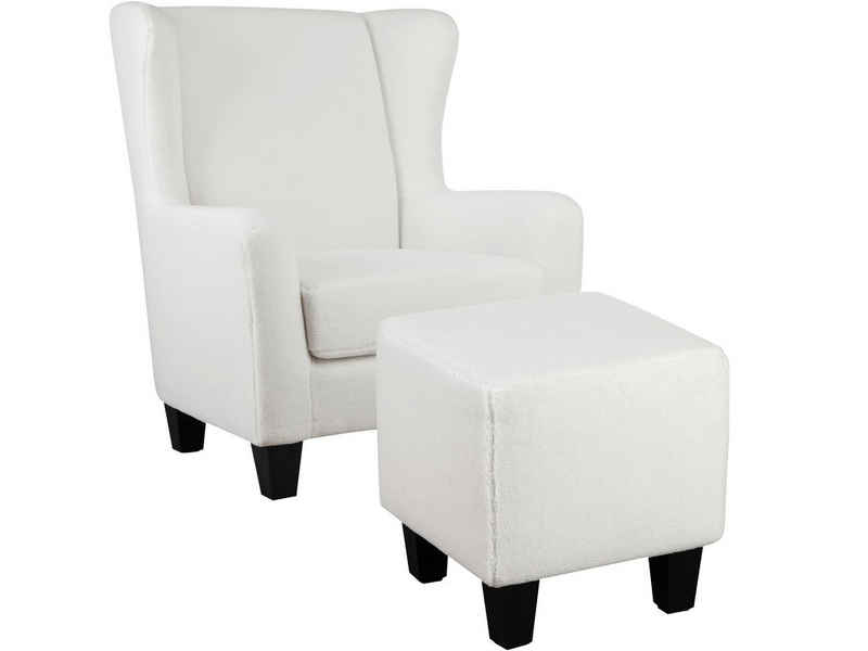 loft24 Sessel »Spicy«, mit Hocker im klassischen Design, erhältlich in weiteren Farbvarianten, Sitzhöhe 44 cm, Polstersessel, Fernsehsessel