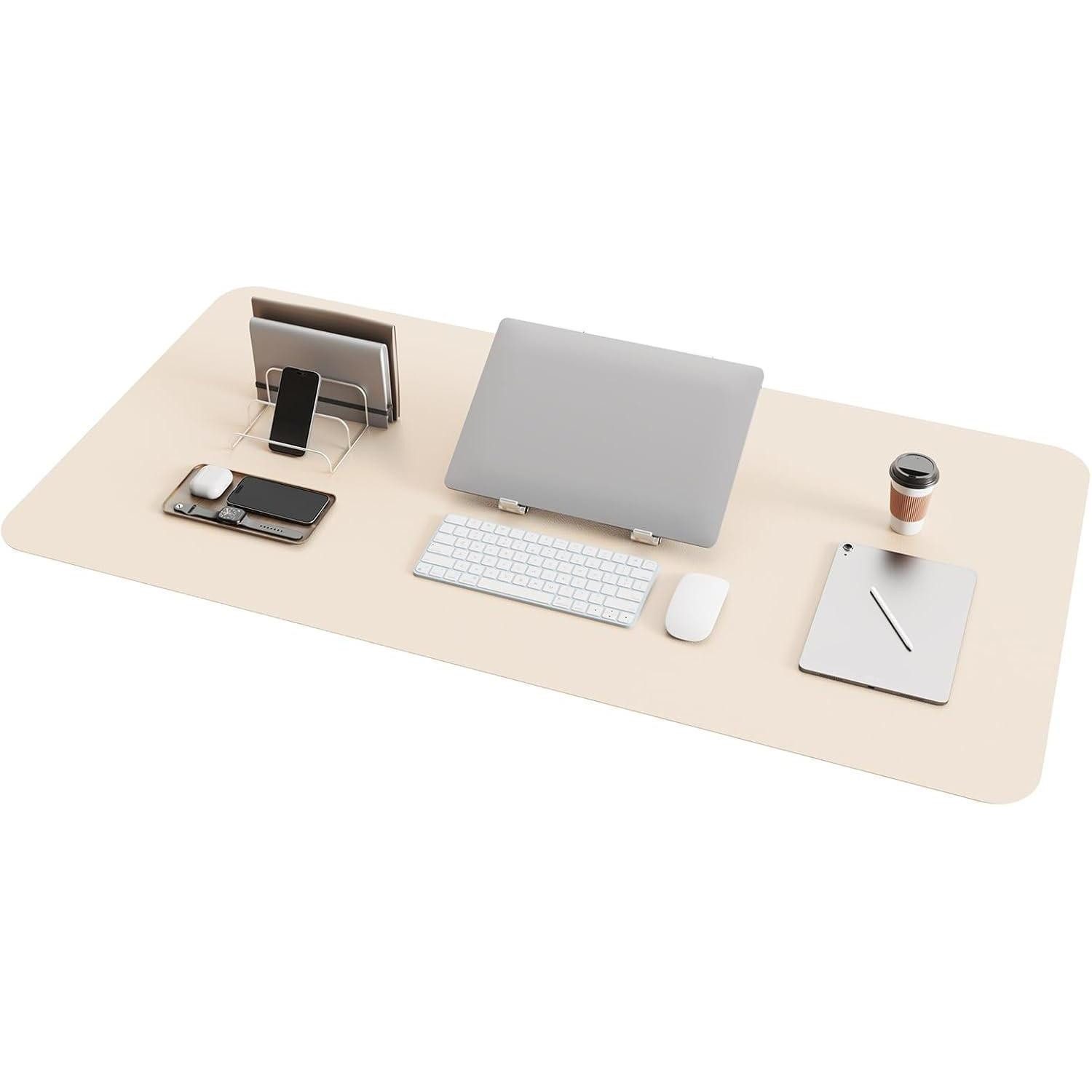 LuxusKollektion Schreibtischunterlage Schreibtischunterlage Mauspad Wildleder Laptop Beige 100*50cm