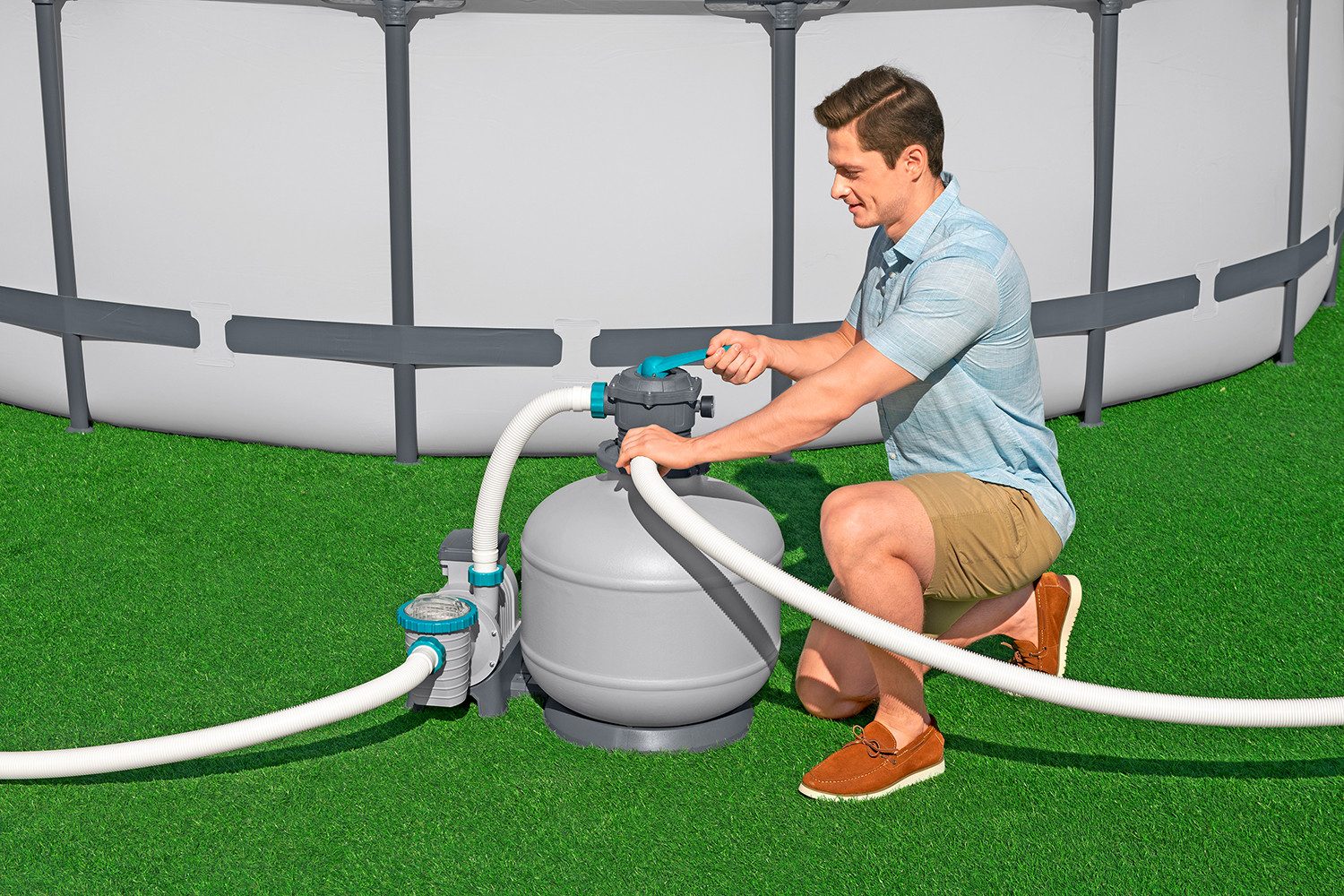 Thumbnail - Bestway Sandfilteranlage 11.355 l/h (Packung, 1 St., mit Zeitschaltuhr, 500 W), Für Poolgrößen von 1.100-60.500 Liter, Ø...