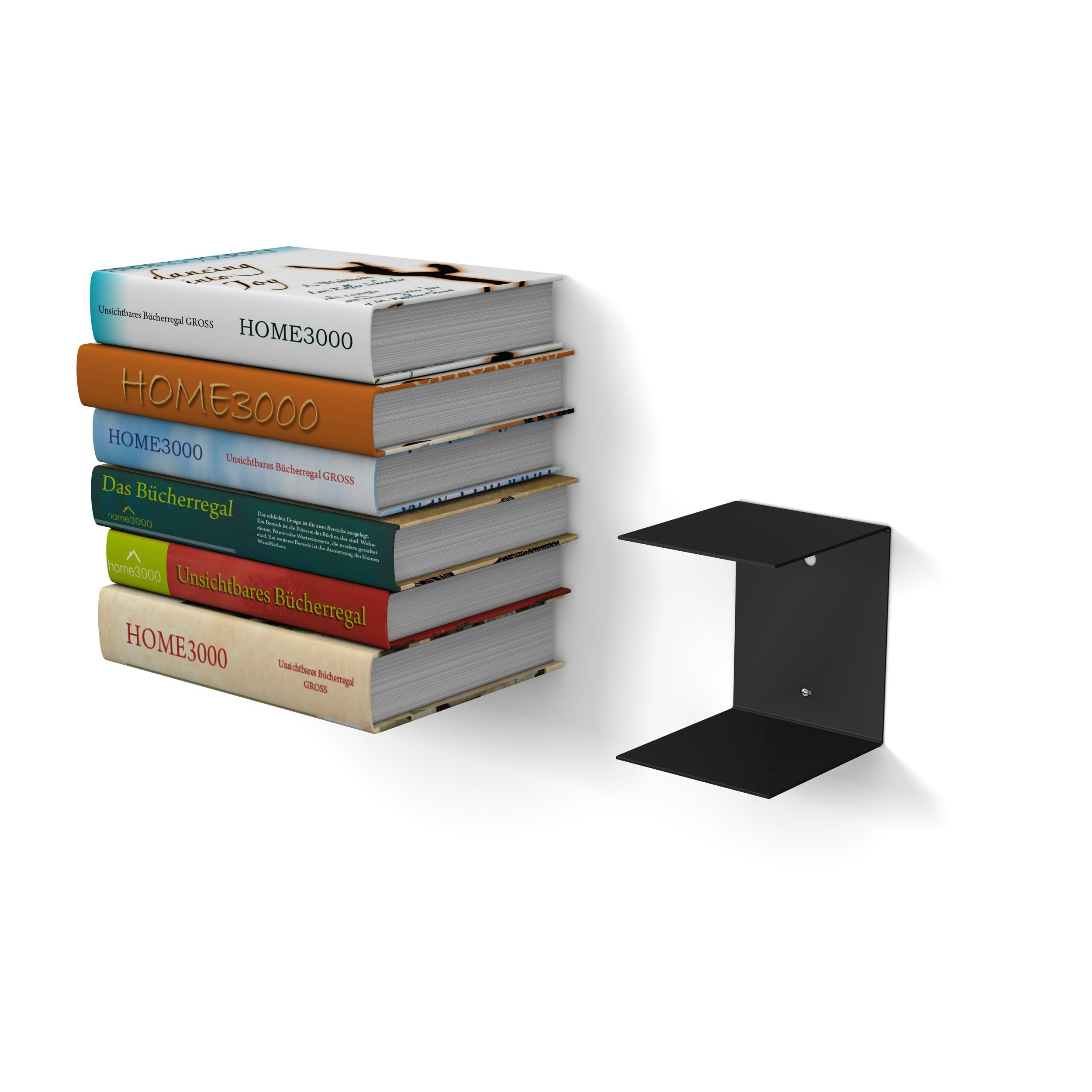 home3000 Bücherregal unsichtbares Bücherregal, 1-tlg., Made in Germany; Breite 16,5cm; Matt; 4 verschiedene Varianten; schwarz