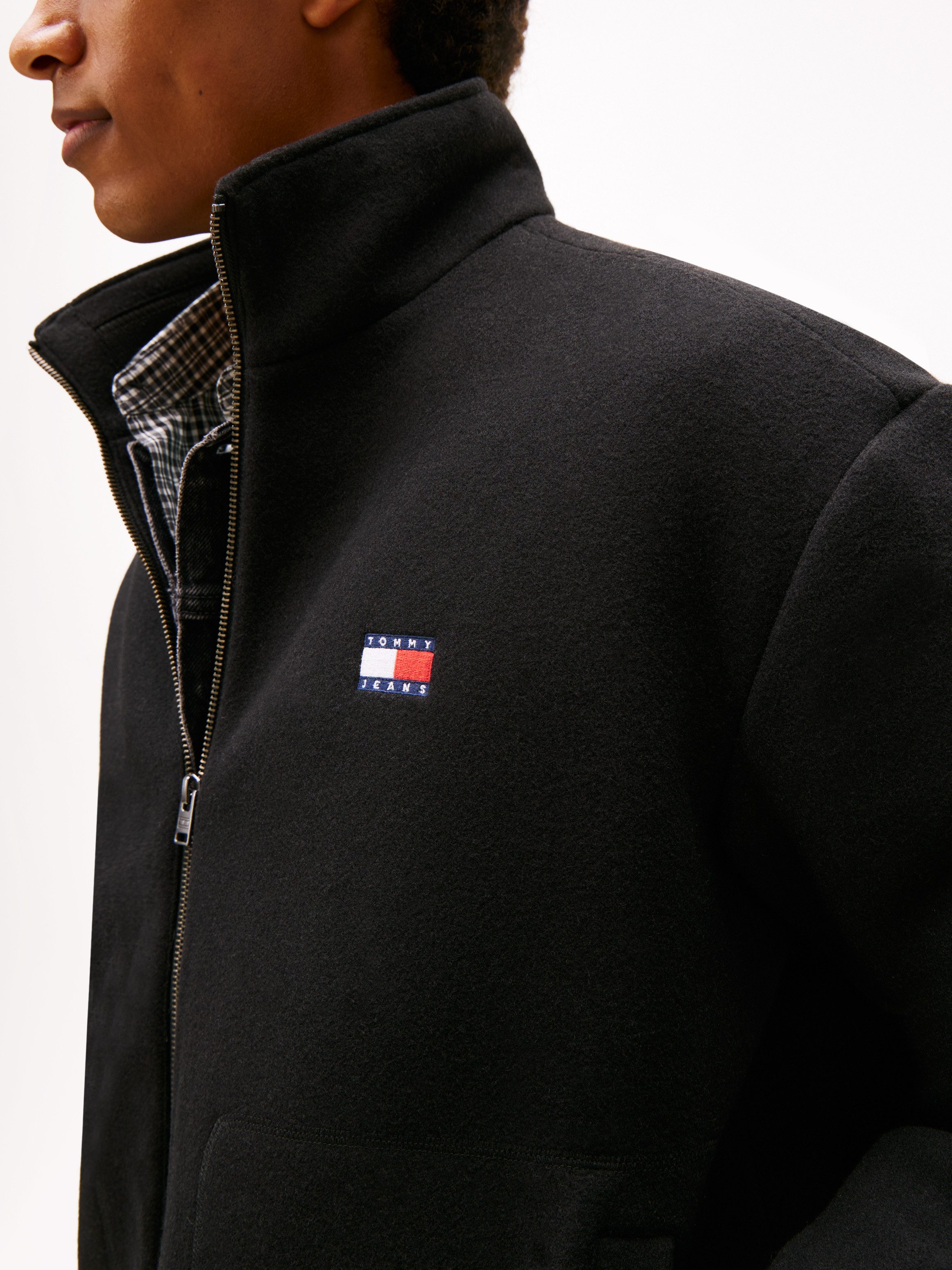 Tommy Jeans Fleecejacke TJM ESSENTIAL WOOL PADDED relaxed fit, Stehkragen