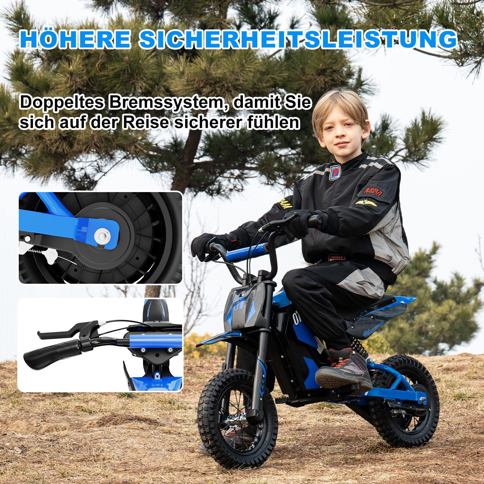EVERCROSS TECH Elektro-Kindermotorrad EV12M, 8/12/25 KMH, 12 Zoll Luftreifen, 300W, 36V 5,2AH, 6-12 Jahre, Reichweite 15 km, Belastbarkeit 65 kg
