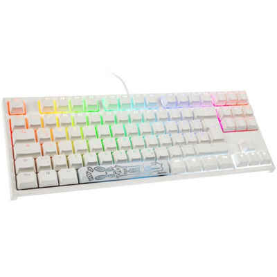 Ducky ONE 2 TKL PBT MX-Black Gaming-Tastatur (RGB-LED, mechanische Tasten, USB, deutsches Layout QWERTZ, weiß)