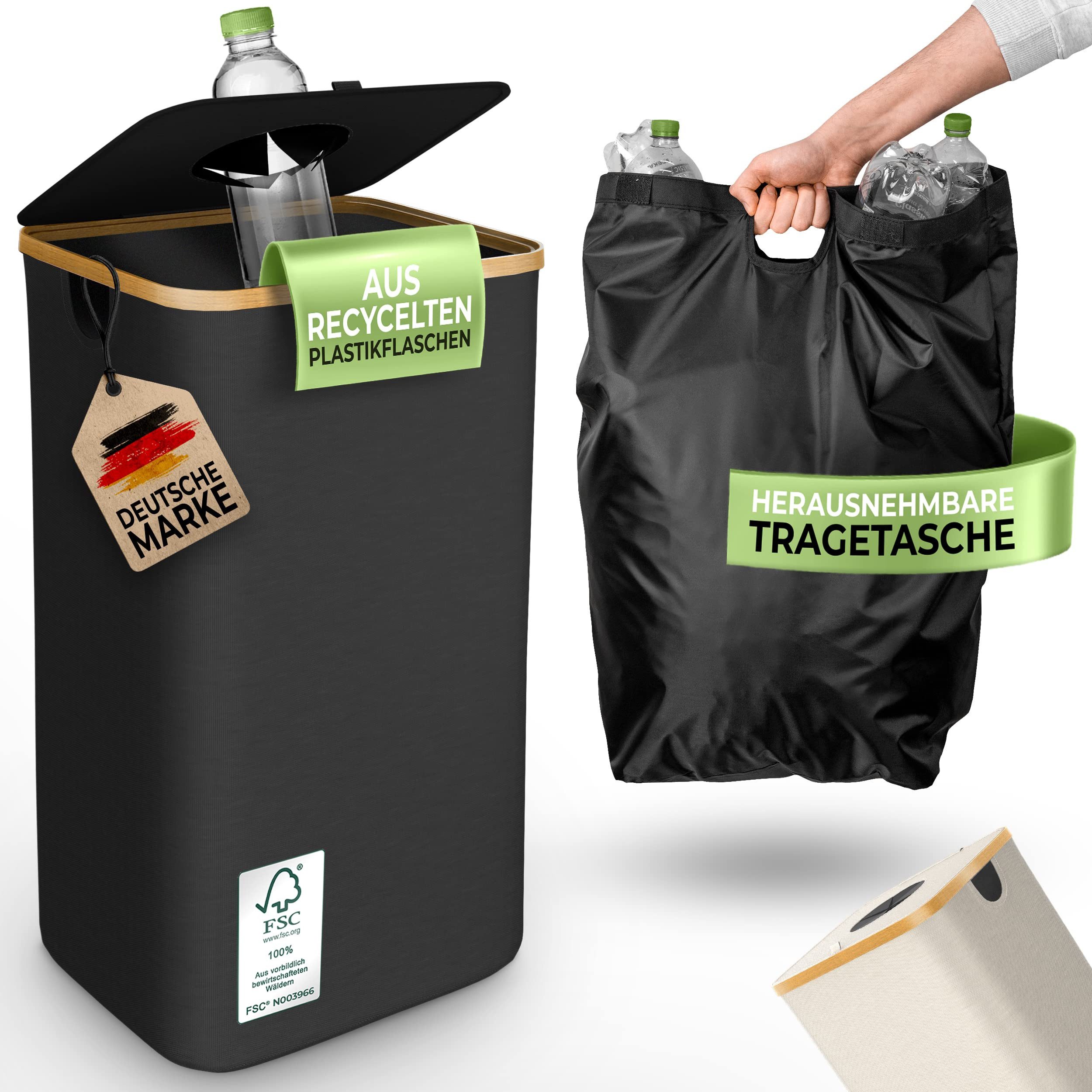 Glückstoff Müllsackständer Pfandflaschen Sammelbehälter [INKL. TRAGETASCHE] 100 Liter, Flaschensammler Leergut - PET Flaschen Pfandbehälter - Flaschensammler