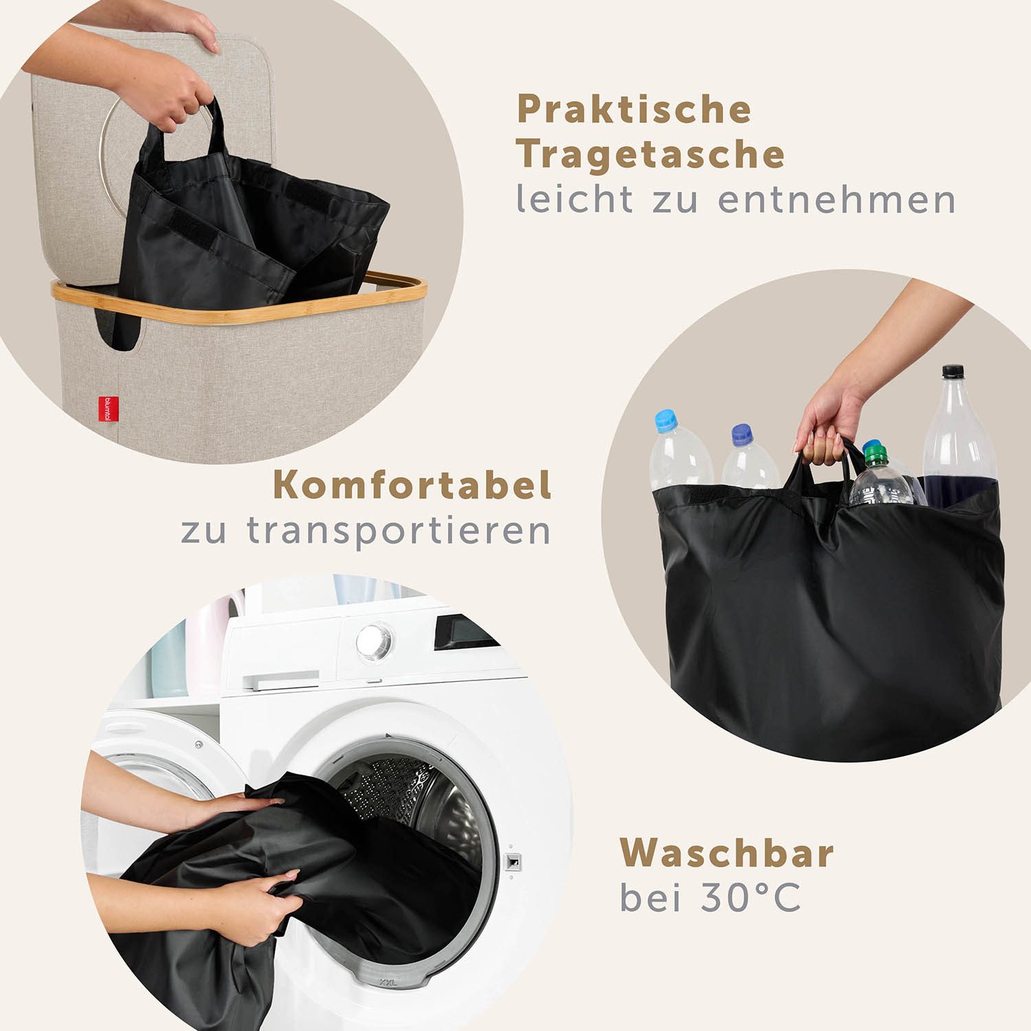 Blumtal Müllsackständer Pflandflaschen Sammelbehälter, Leergut Organizer mit Loch, in 100L oder 150L, waschbar, tropfsicher
