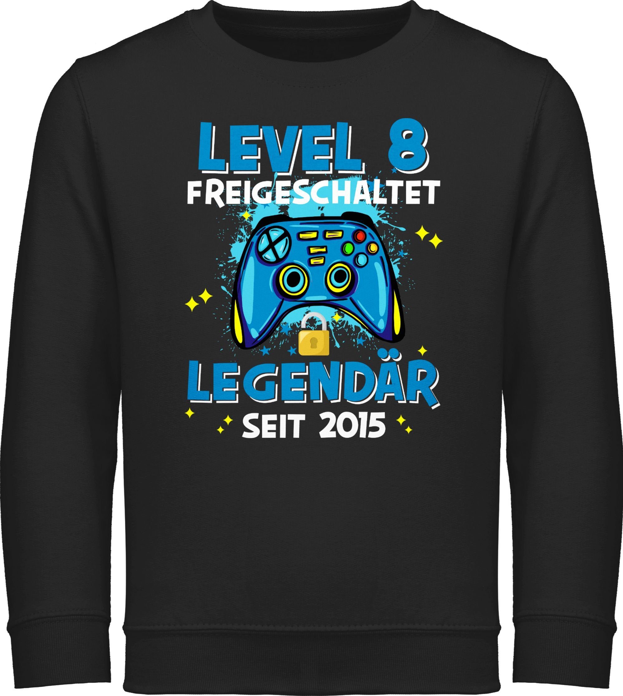 Shirtracer Sweatshirt Level 8 freigeschaltet Legendär seit 2015 8. Geburtstag 4 Schwarz